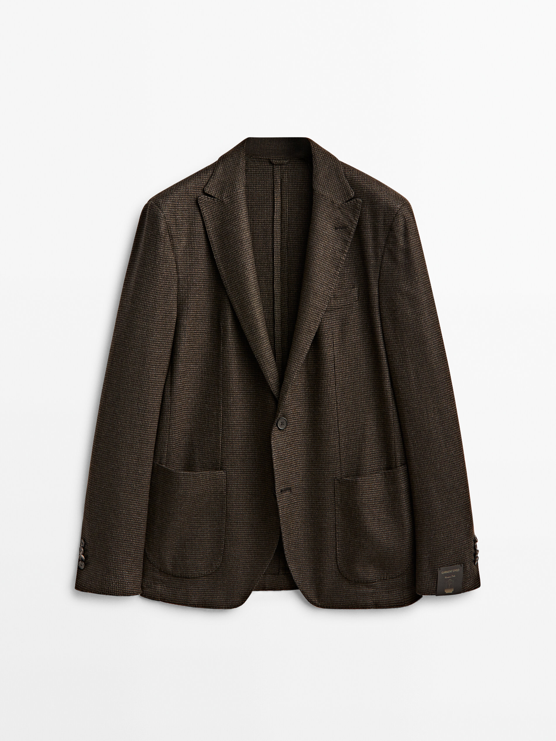 Brown houndstooth wool blazer - Massimo 