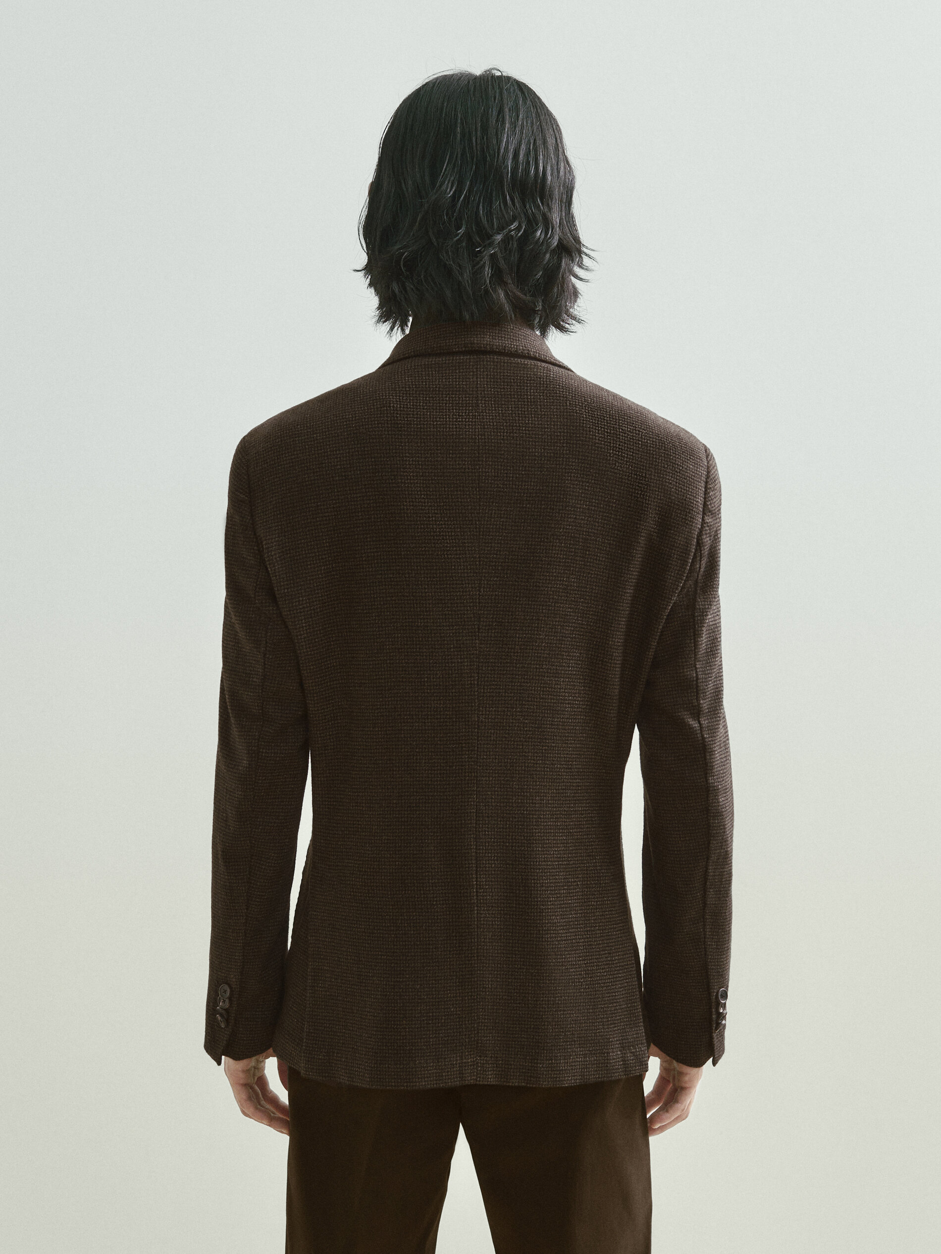 Brown houndstooth wool blazer - Massimo 