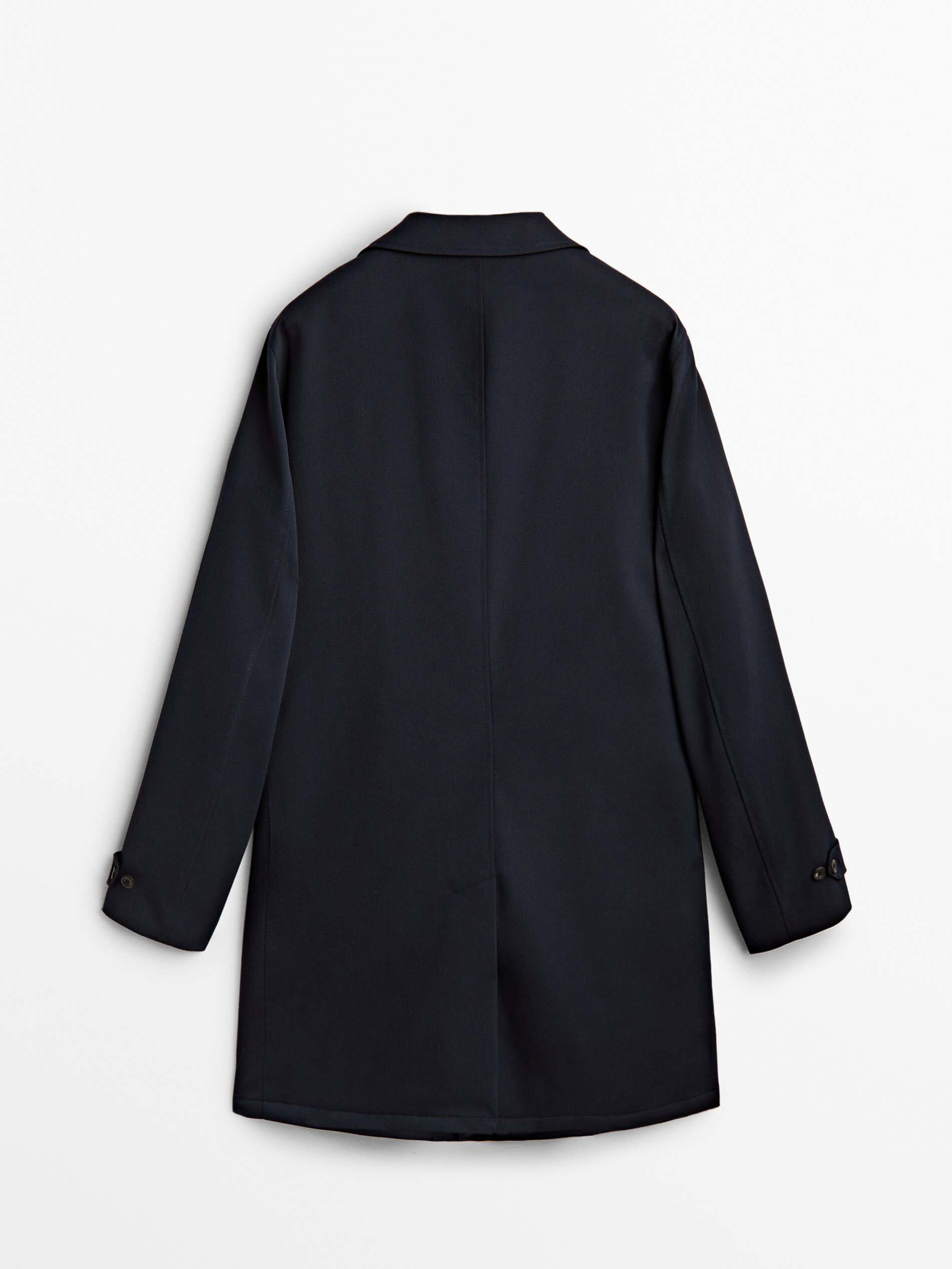 Navy blue trench jacket with wool 