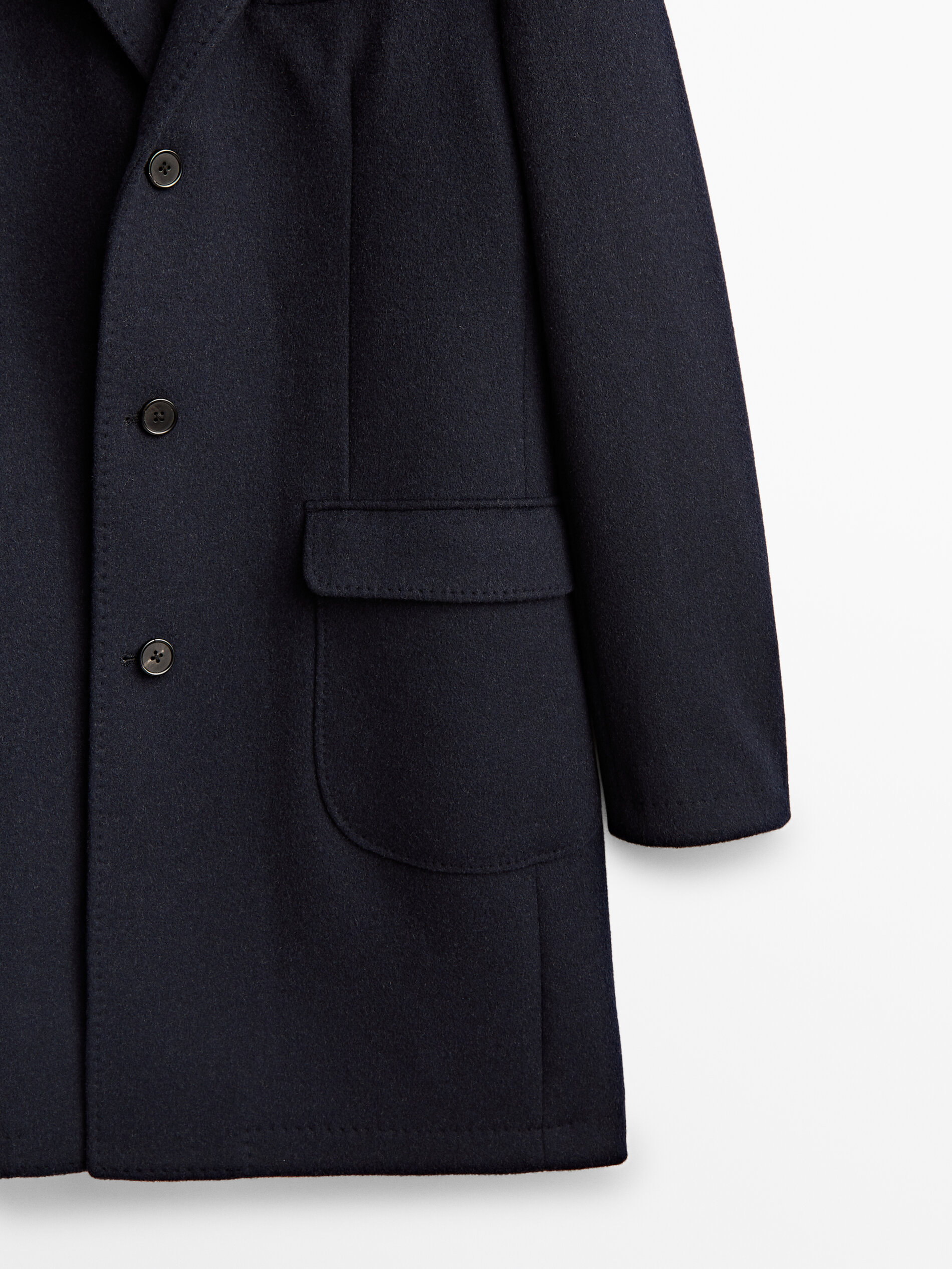 Navy blue long wool coat - Massimo 