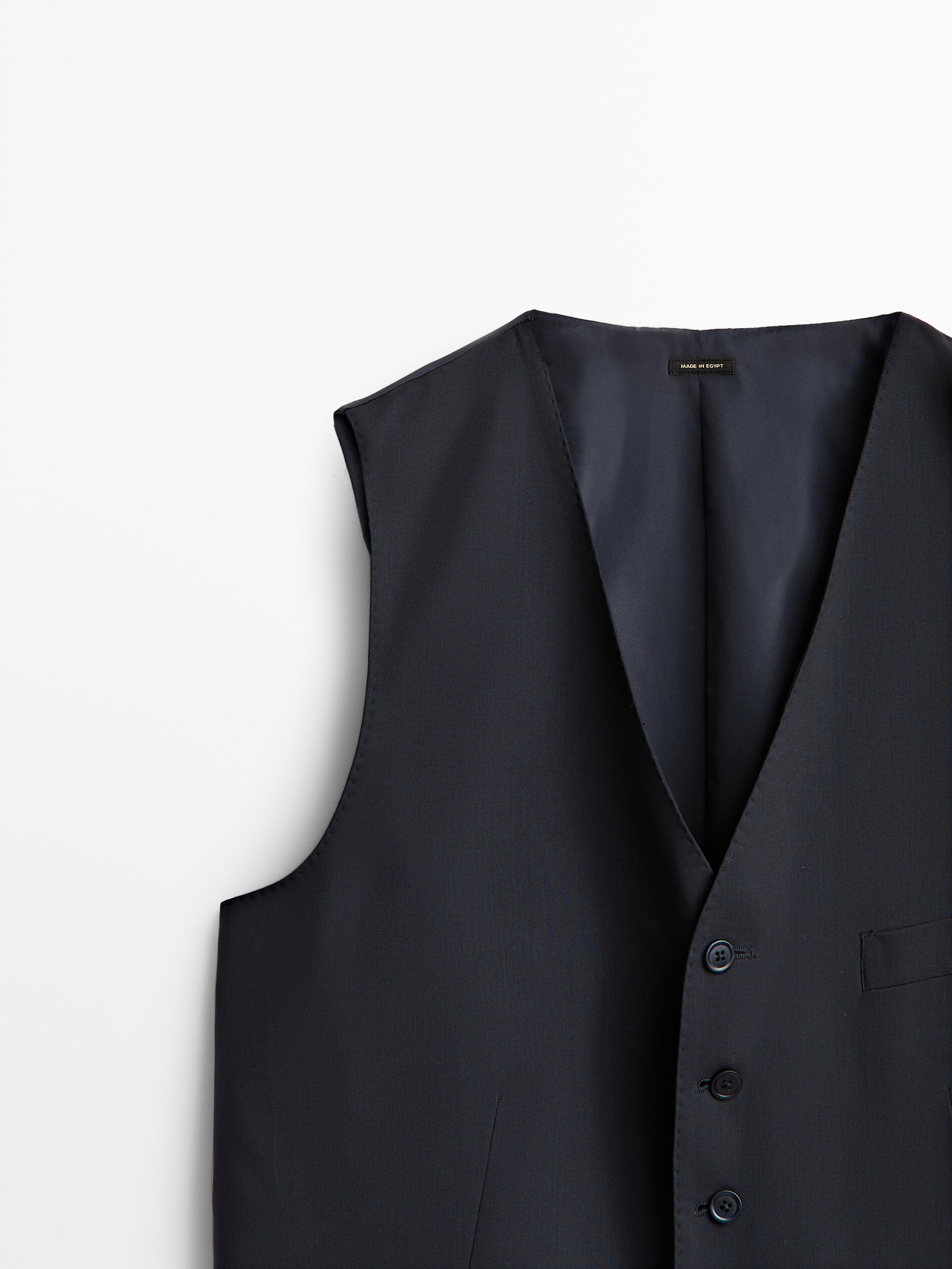 Massimo Dutti - Men - Navy Blue 100% Wool Suit Vest - Navy Blue - 38