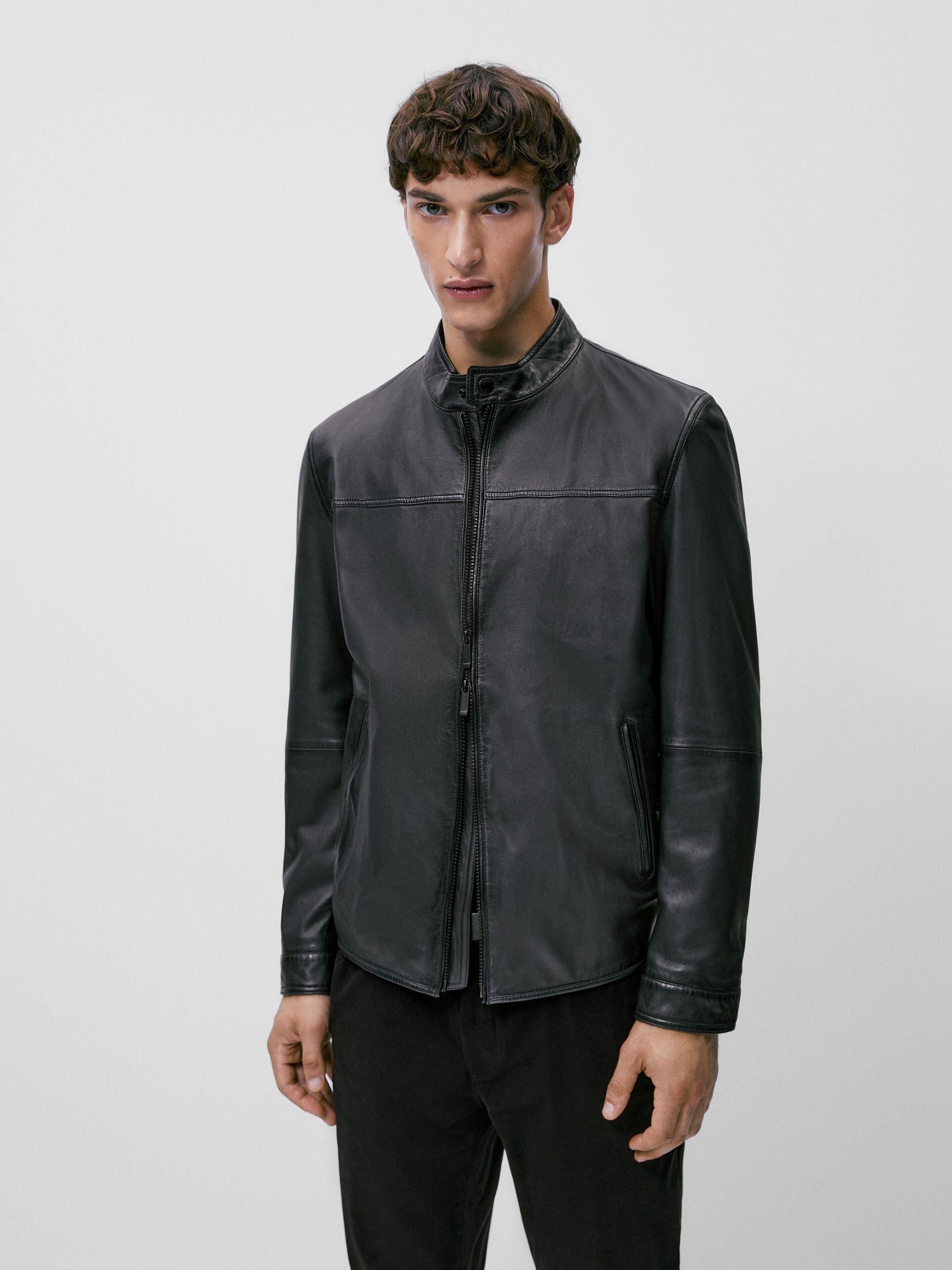 Blue nappa leather jacket - Massimo 