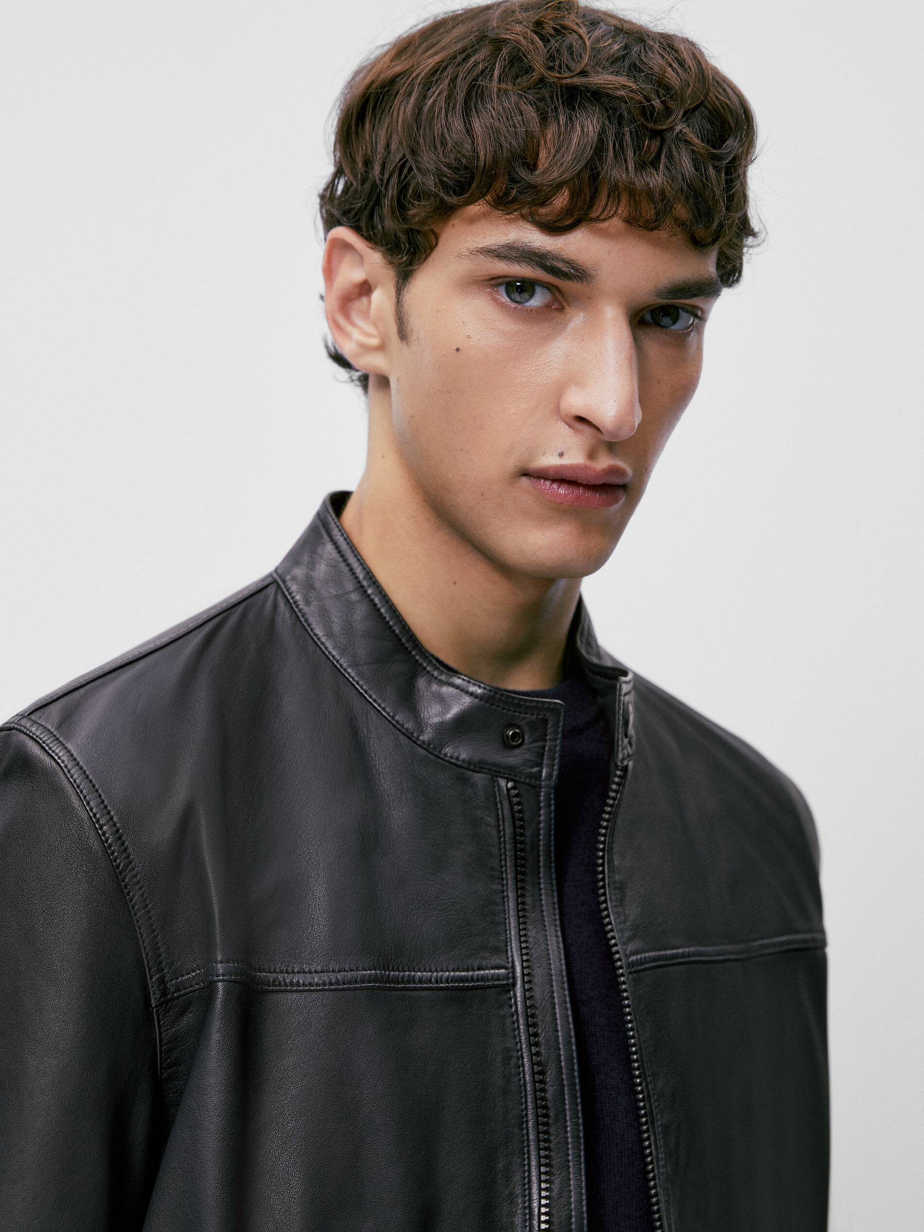 Blue nappa leather jacket - Massimo 