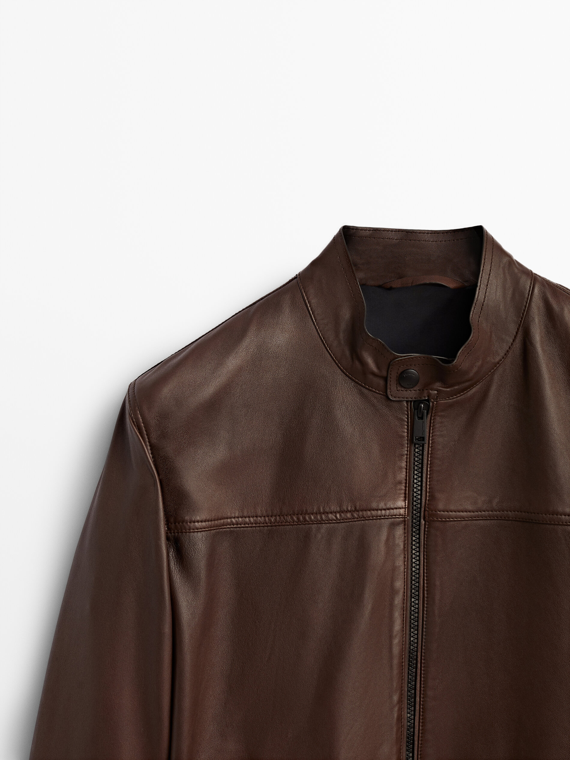 Massimo Dutti - Men - Brown Nappa Leather Jacket - Brown - 40