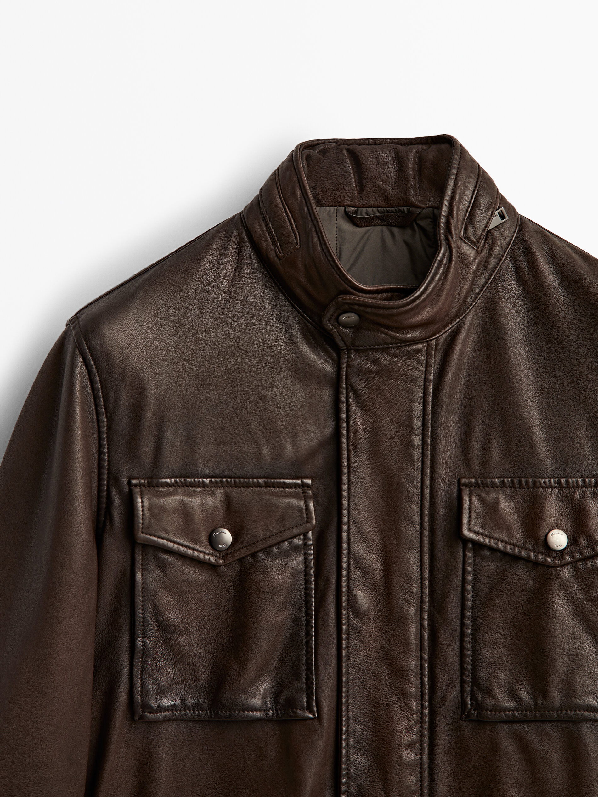 Massimo Dutti - Men - Quilted Nappa Leather Jacket with Pockets - Washed - 40