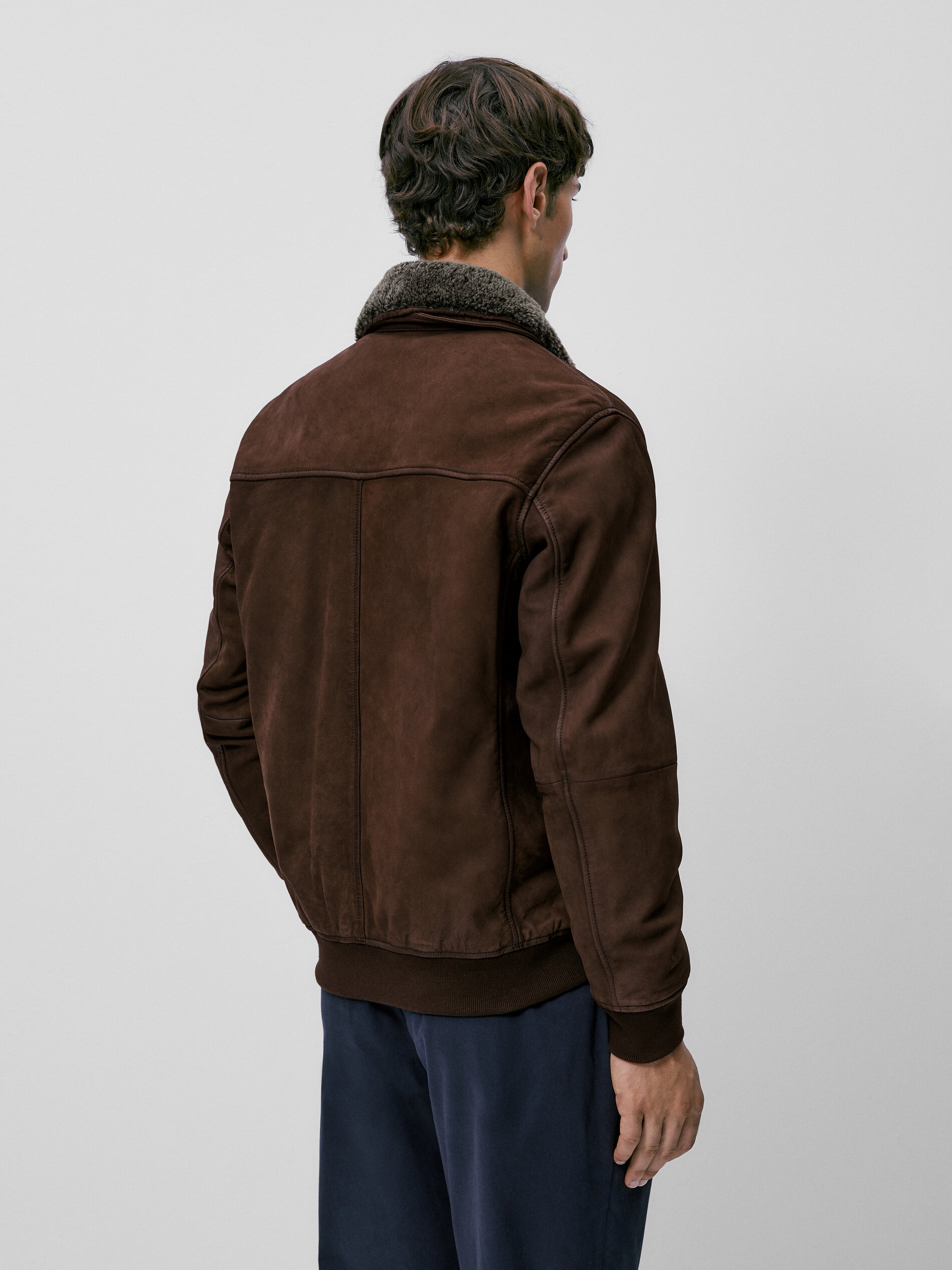 Nubuck bomber jacket with sheepskin 