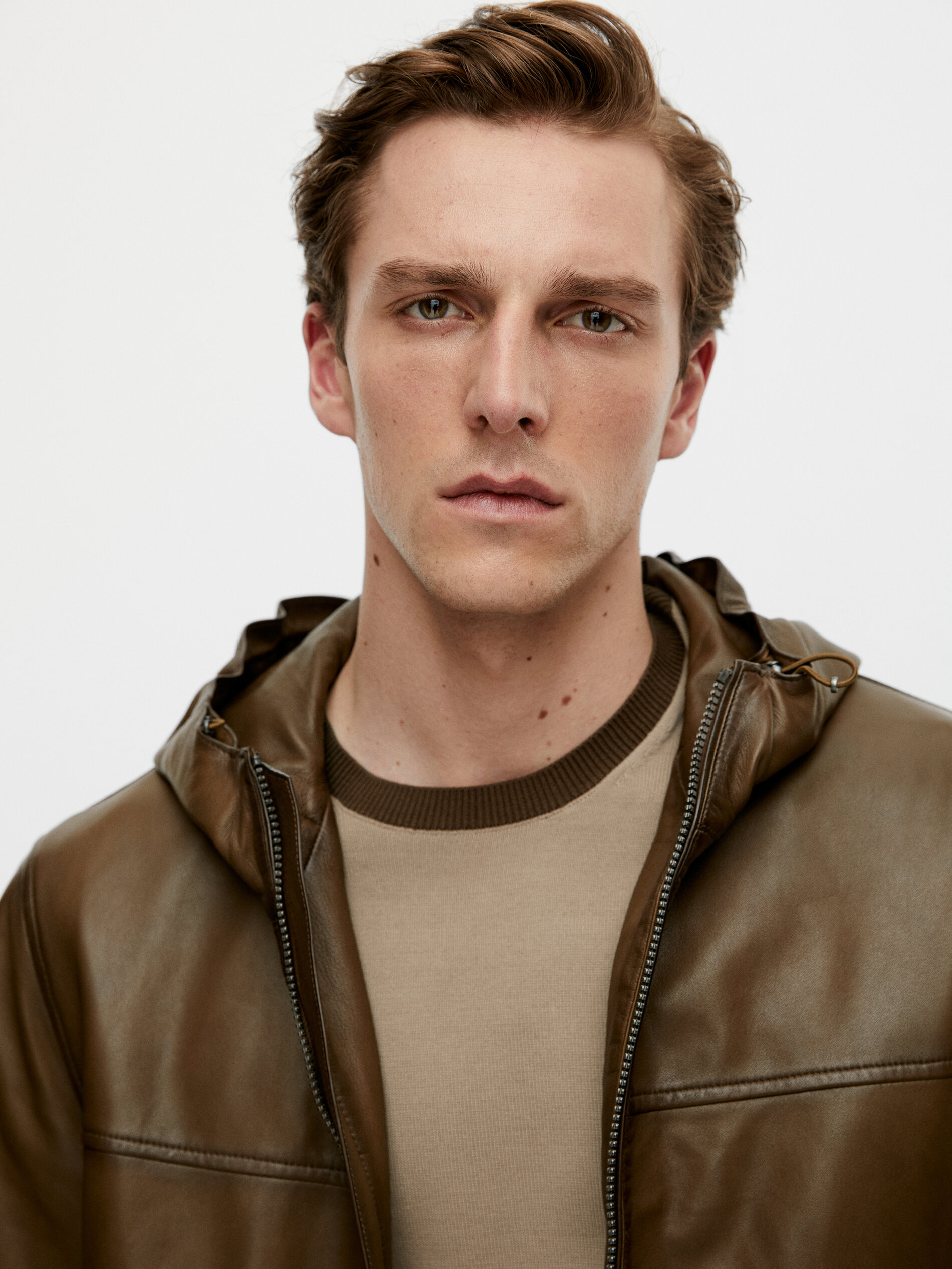 Nappa leather jacket with hood 