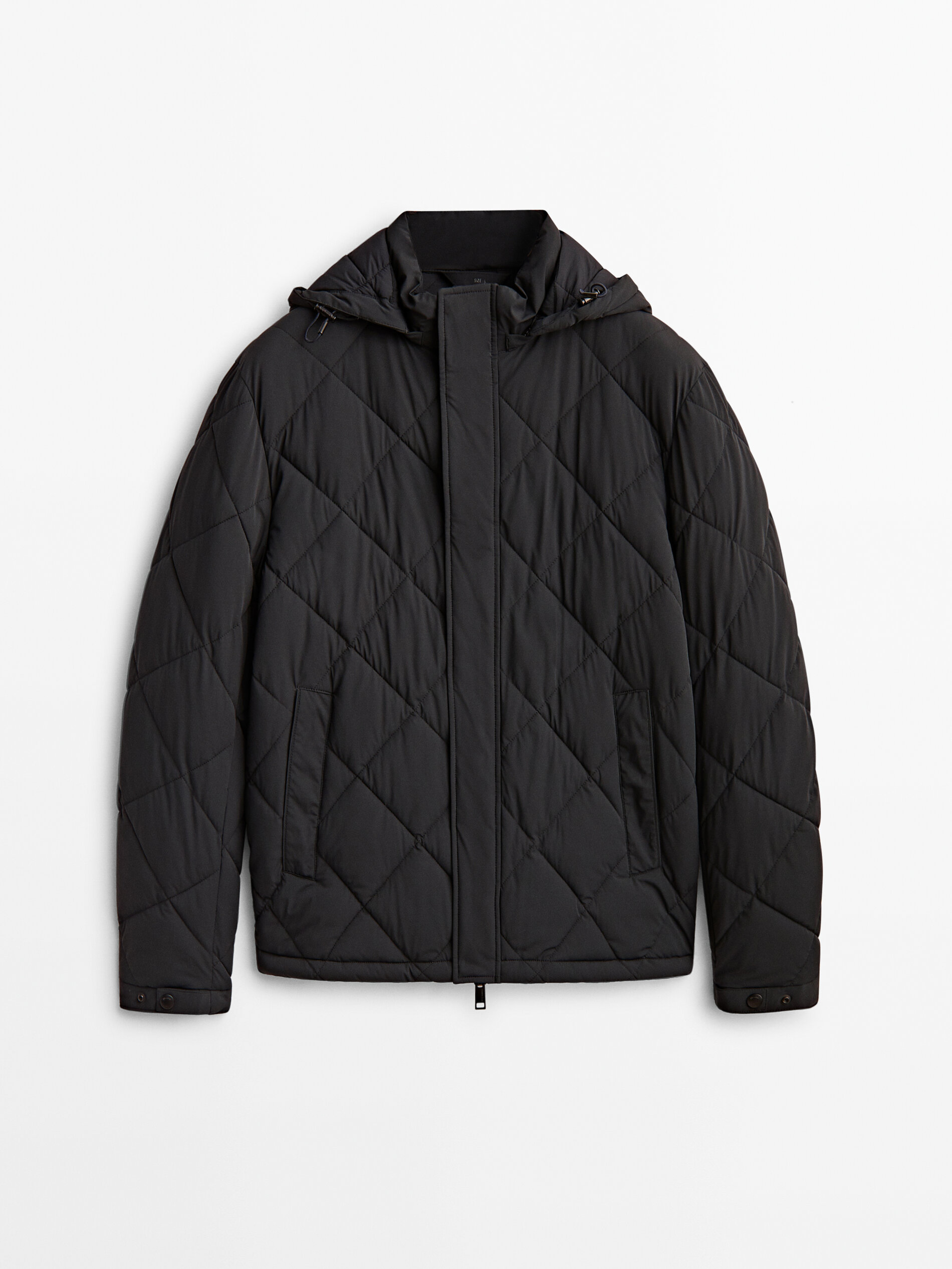 Massimo Dutti - Men - Hooded Puffer Jacket - Navy Blue - XXL