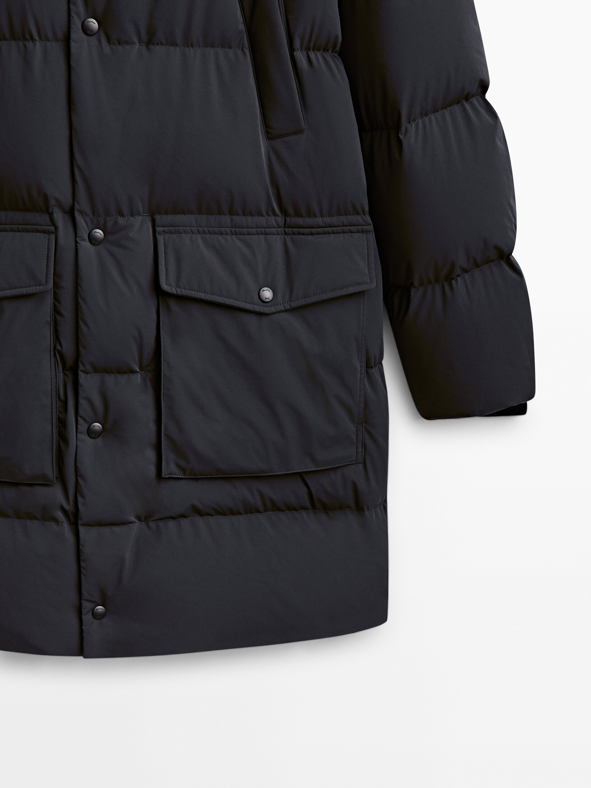 Massimo Dutti - Men - Long Down Puffer Jacket - Navy Blue - XL