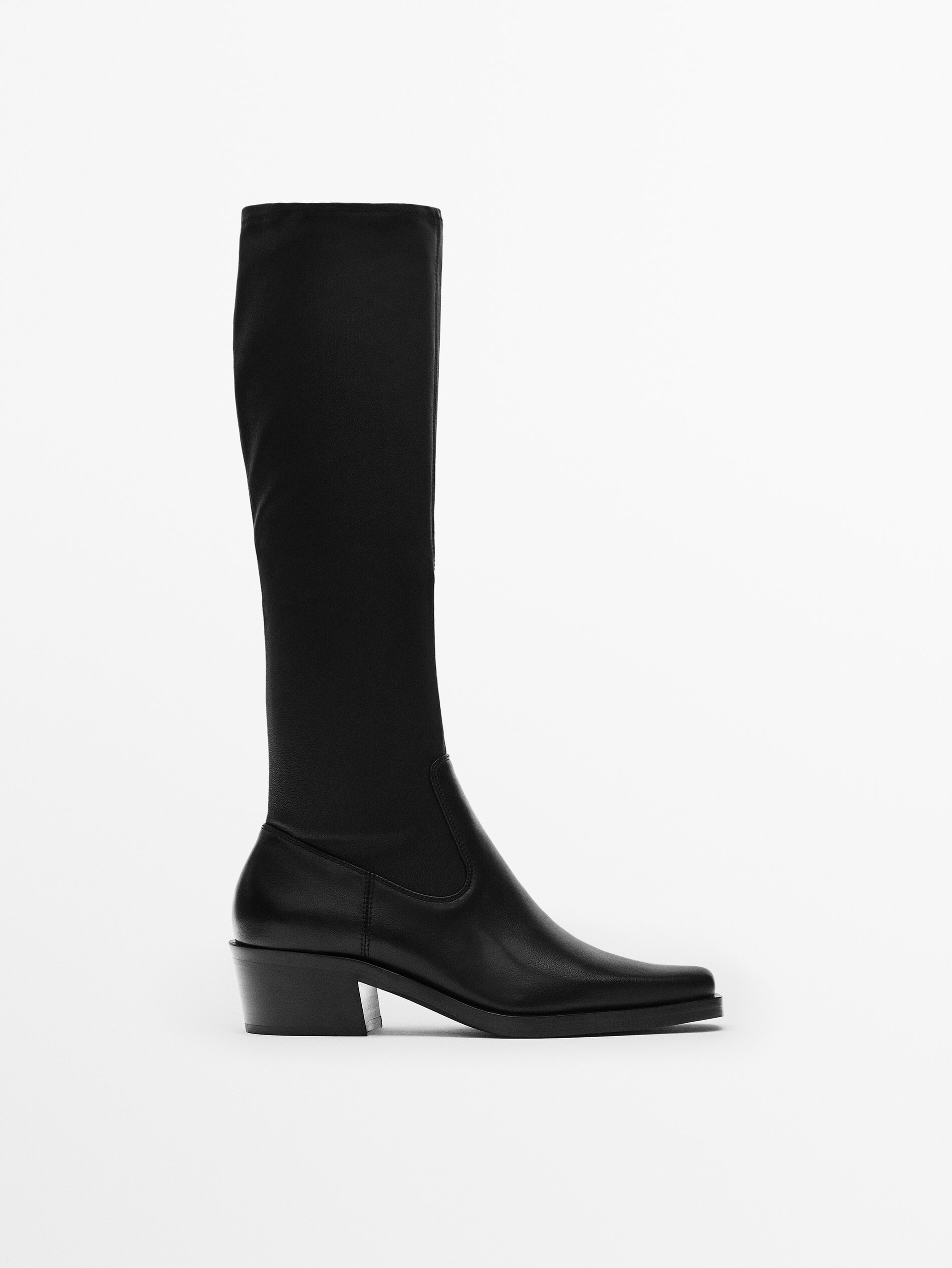 Massimo dutti black leather boots Clearance