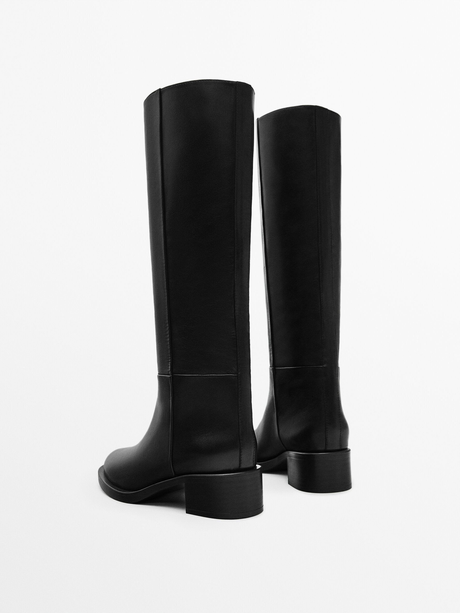 Massimo dutti black leather boots Clearance