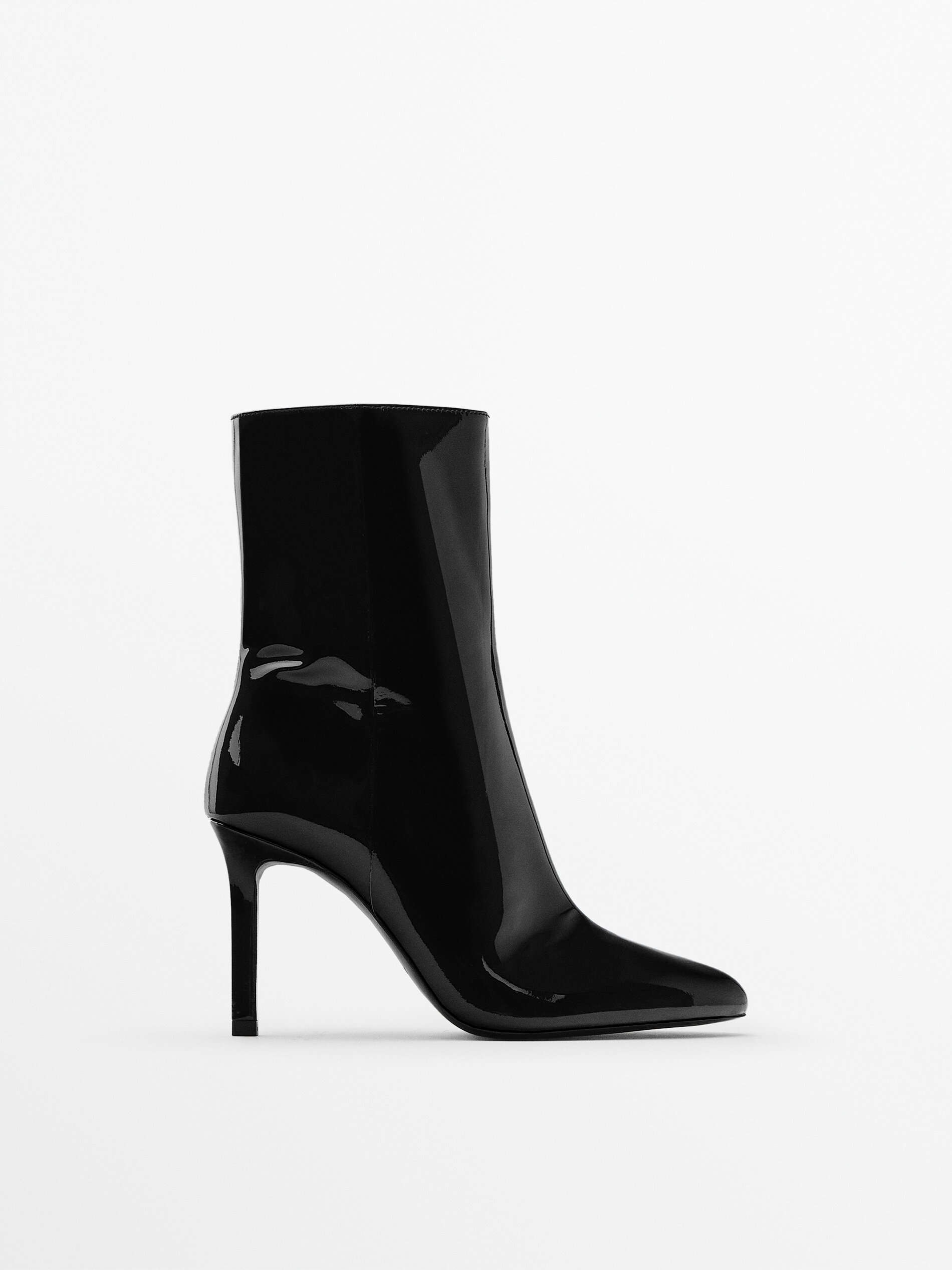 Massimo Dutti - Women - Leather High Heel Ankle Boots - Black - 10