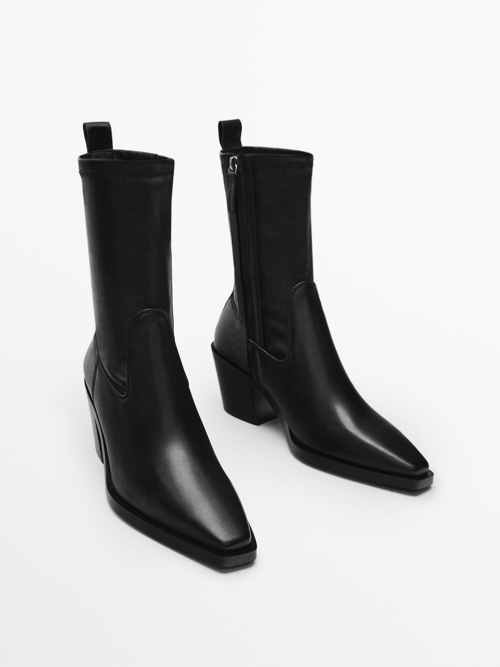 LEATHER COWBOY BOOTS WITH STRECTH SHAFT Massimo Dutti