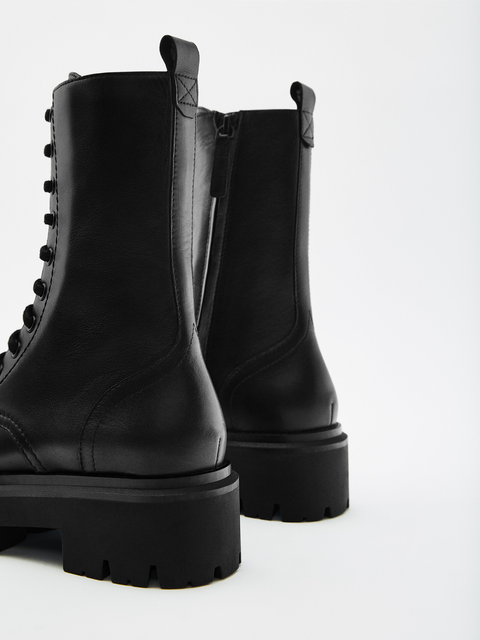 Leather lace-up ankle boots with 