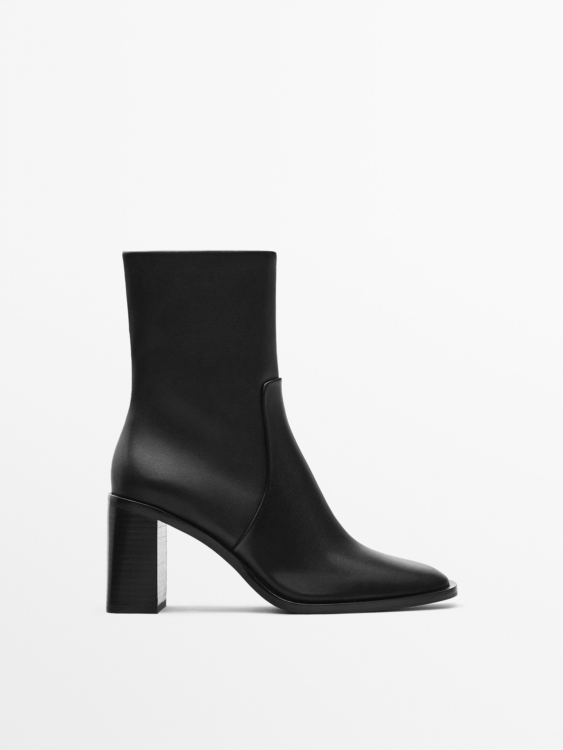 Milan black block leather boots clearance