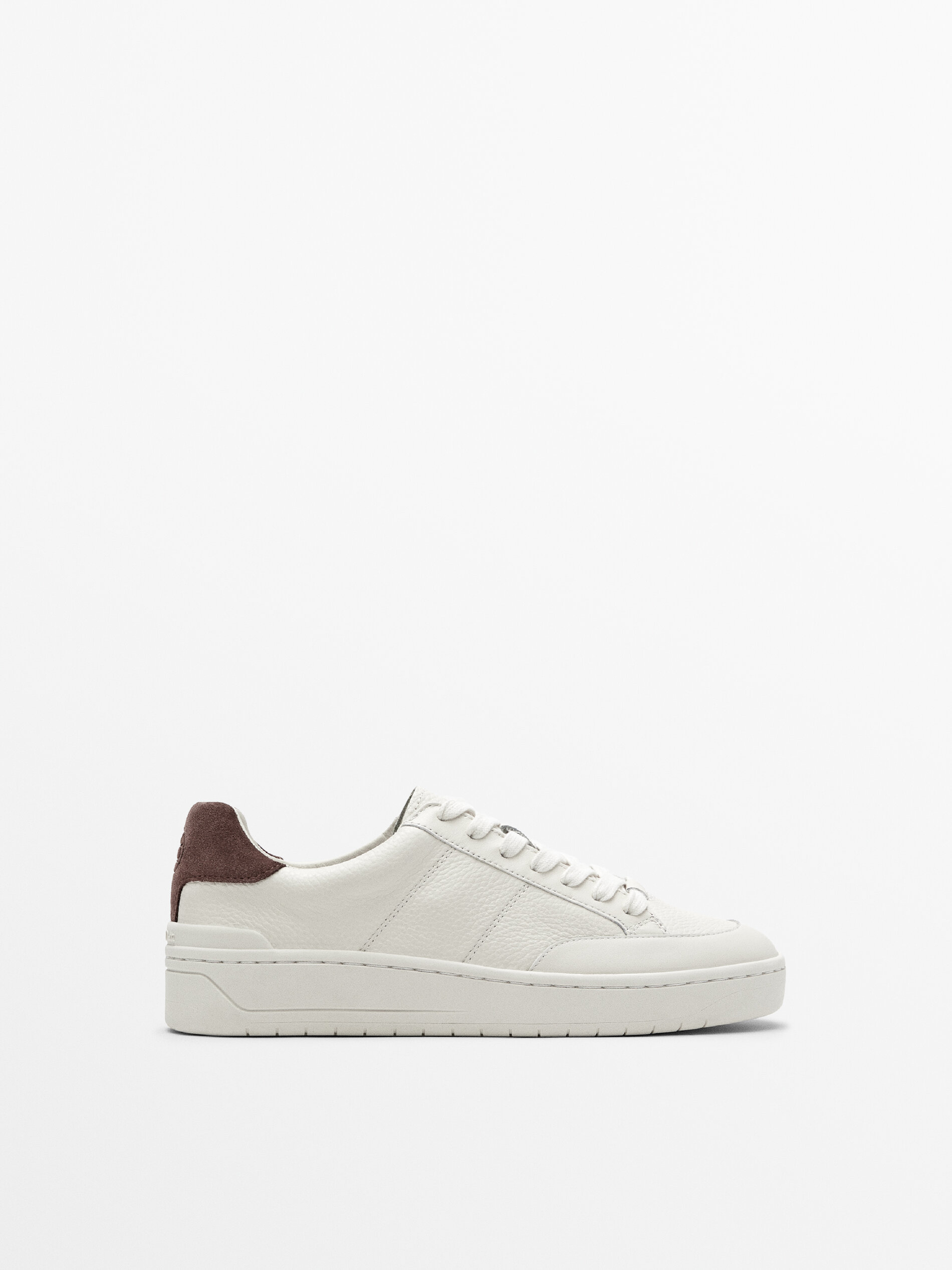 Massimo dutti white leather trainers clearance
