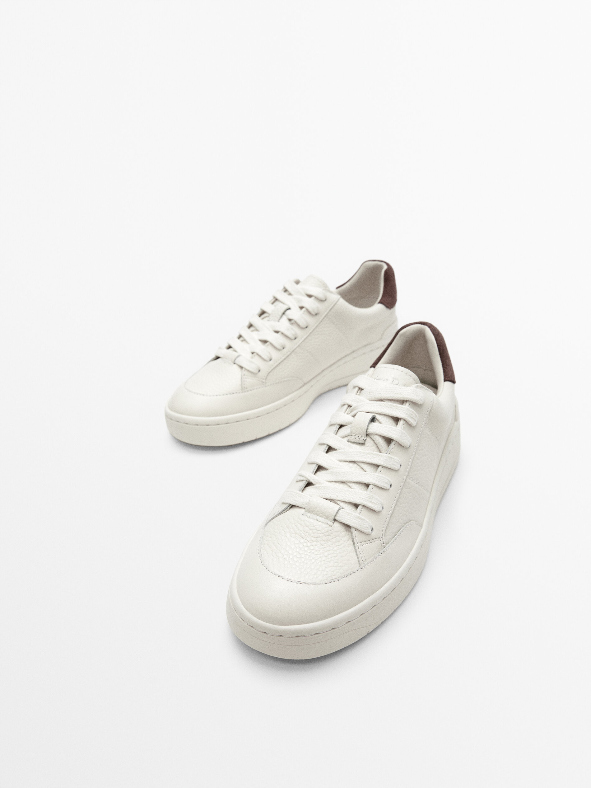 Massimo dutti white leather trainers clearance