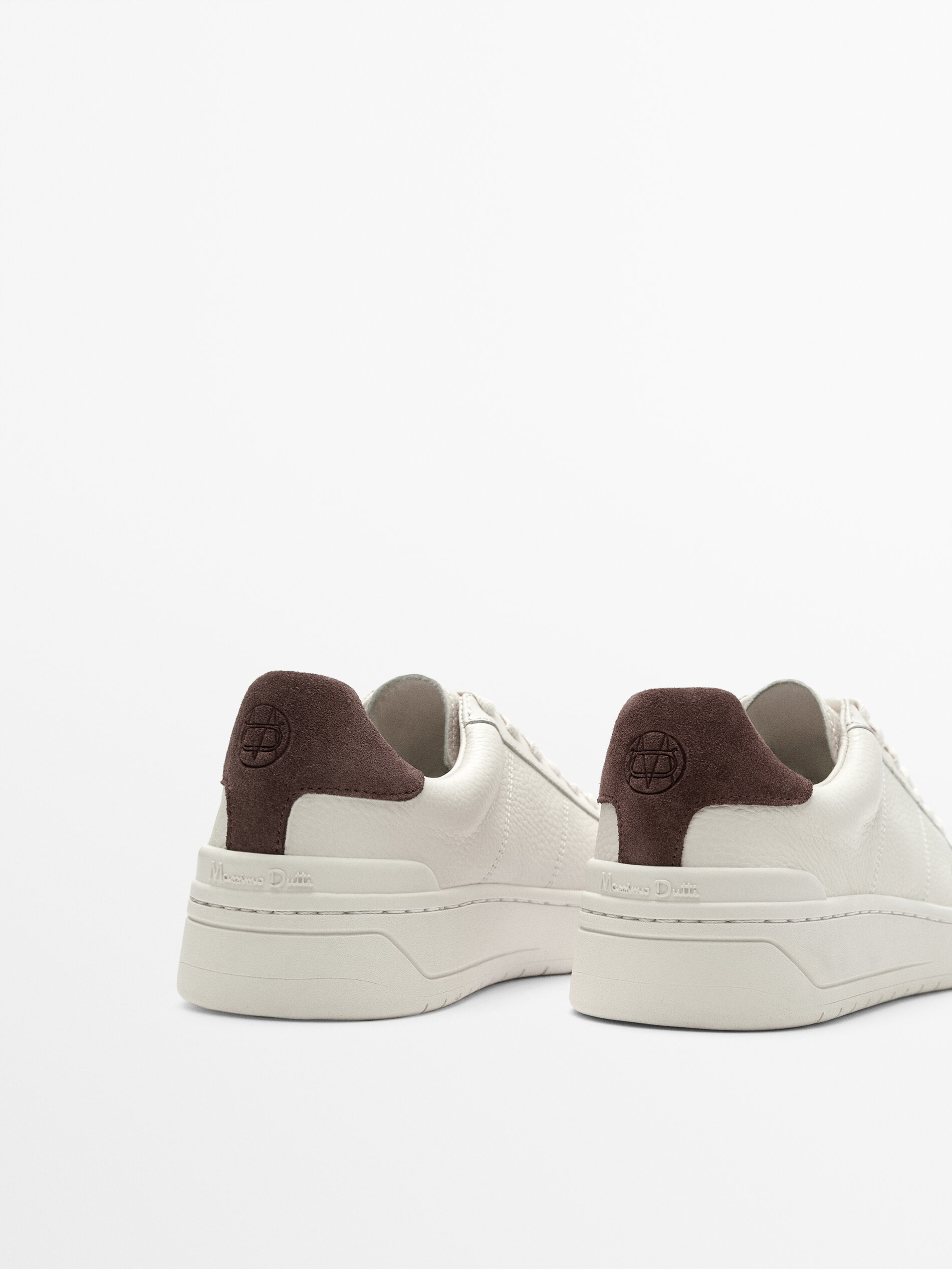 Massimo dutti white leather trainers clearance