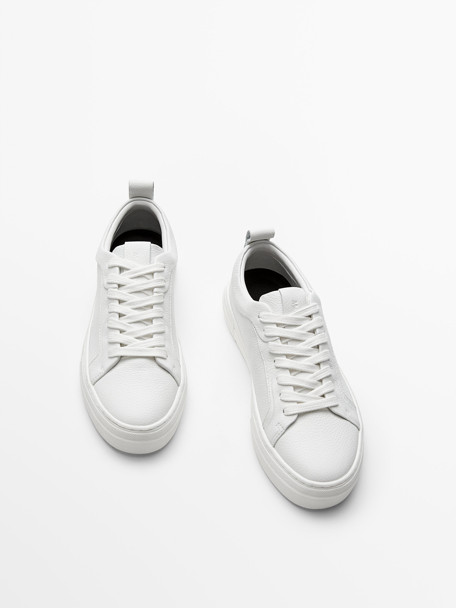 Massimo dutti white leather trainers clearance