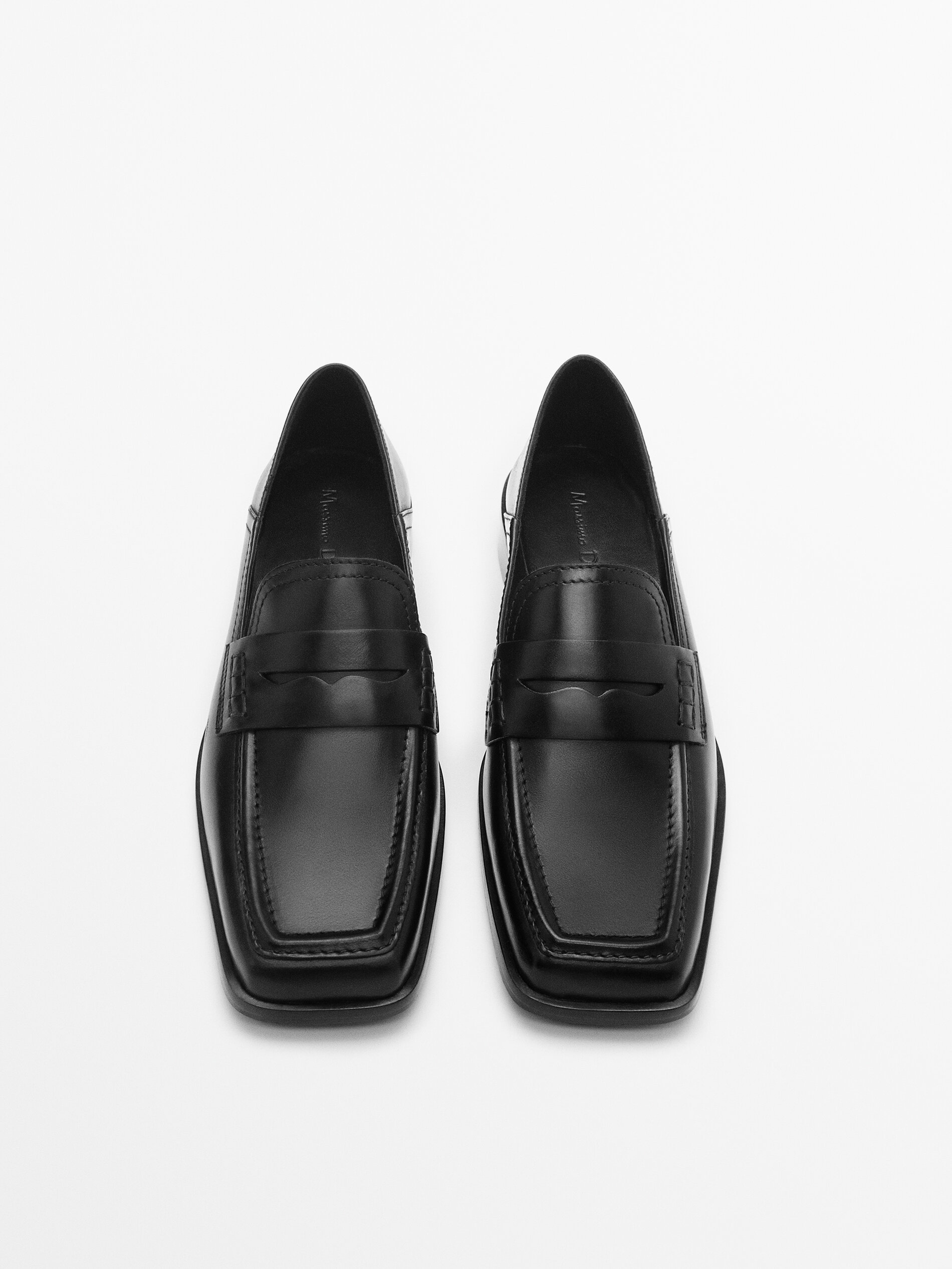 Black square toe loafers clearance