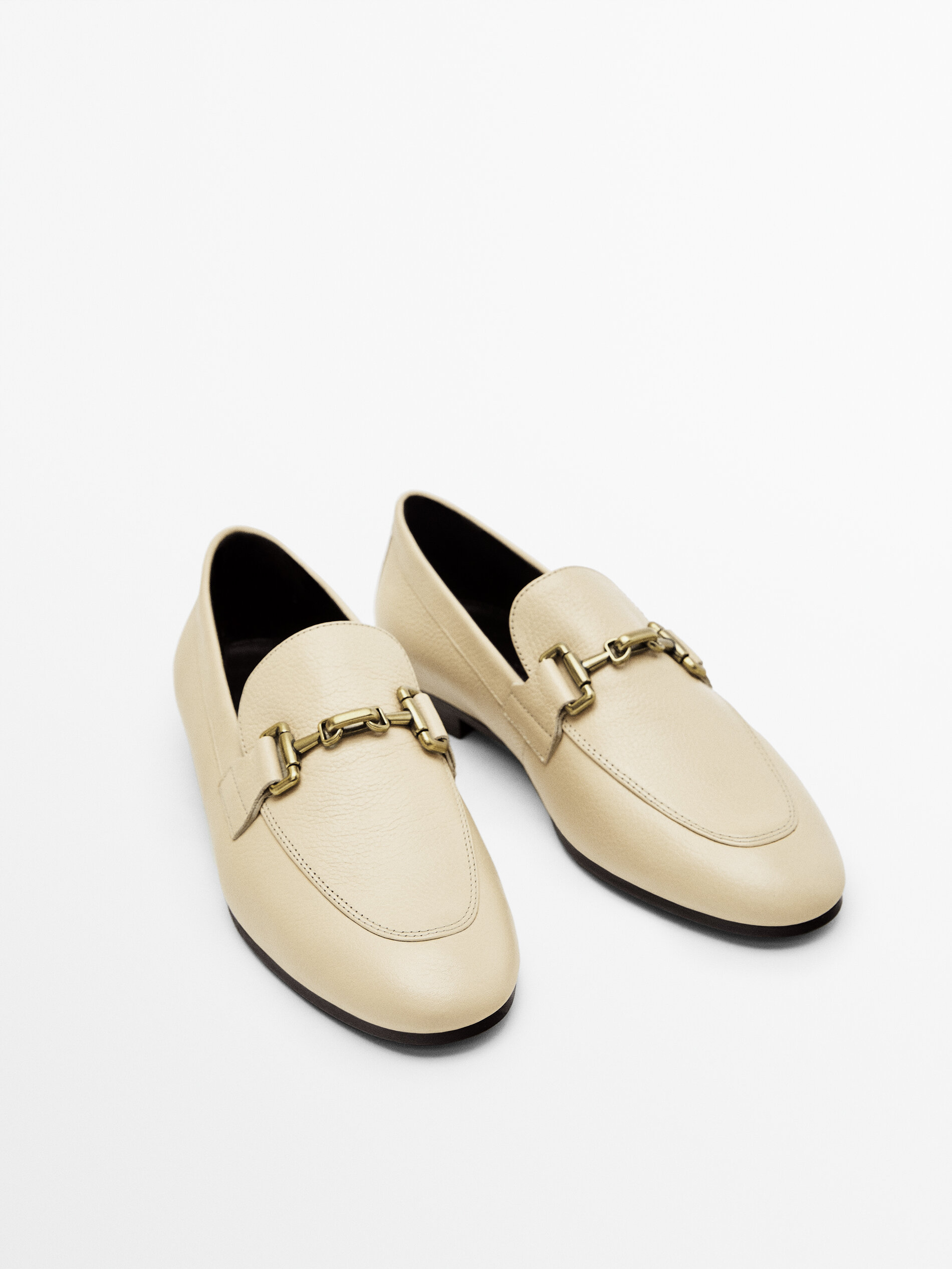 White loafers with gold buckle Clearance