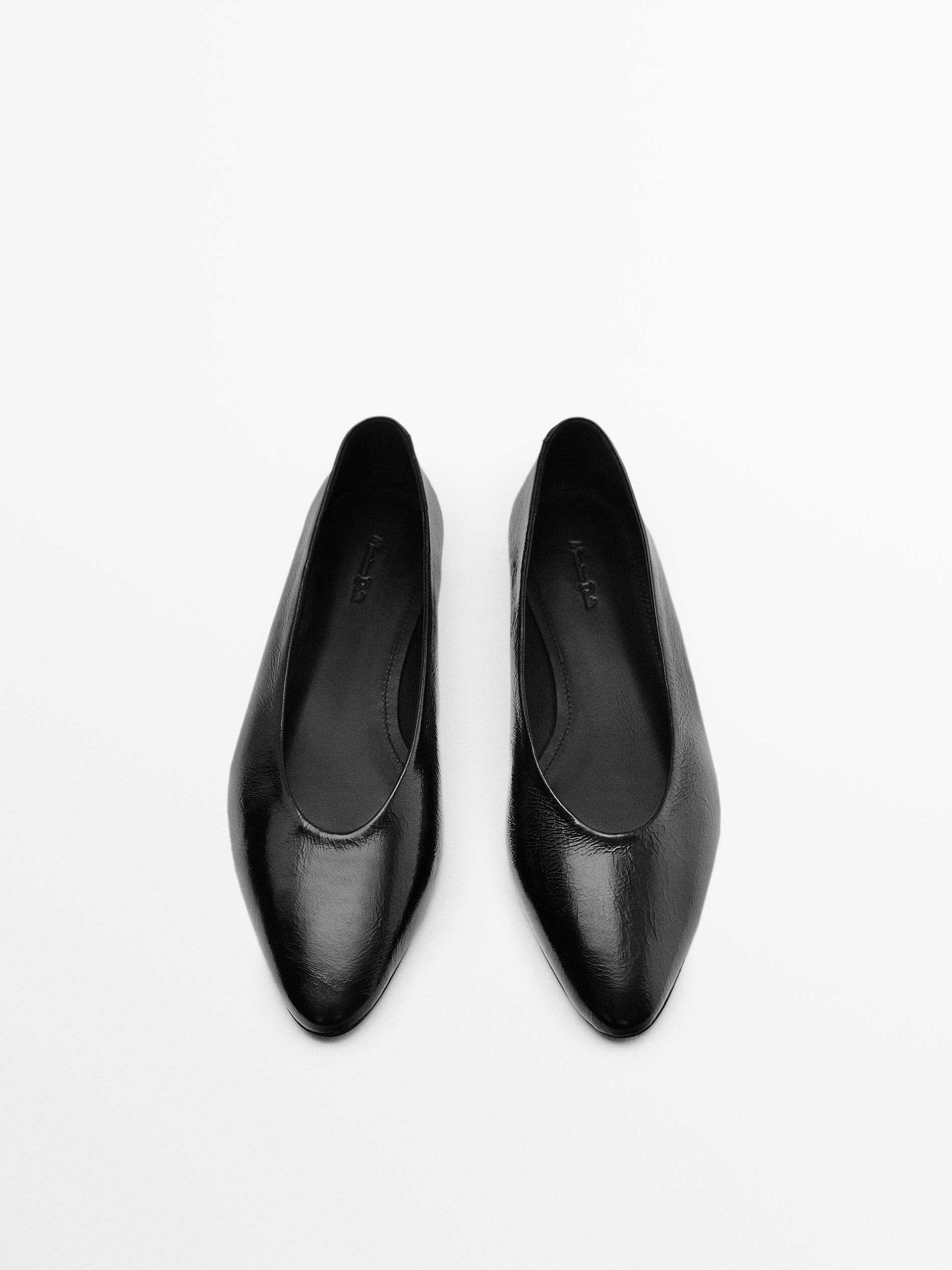 black leather slip on flats