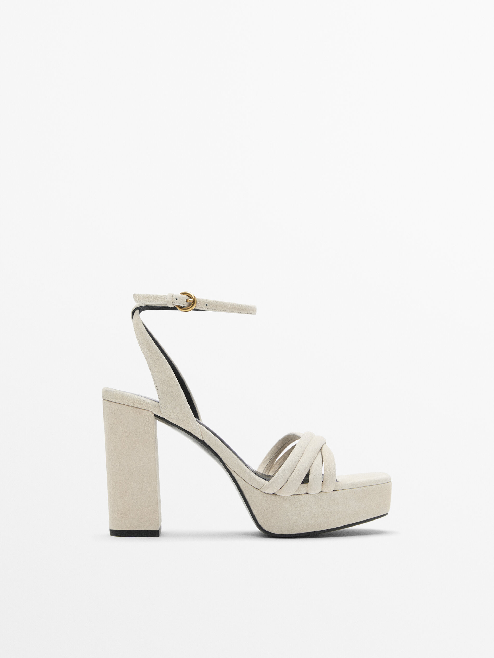 Suede high-heel platform sandals - Studio - Massimo Dutti ...