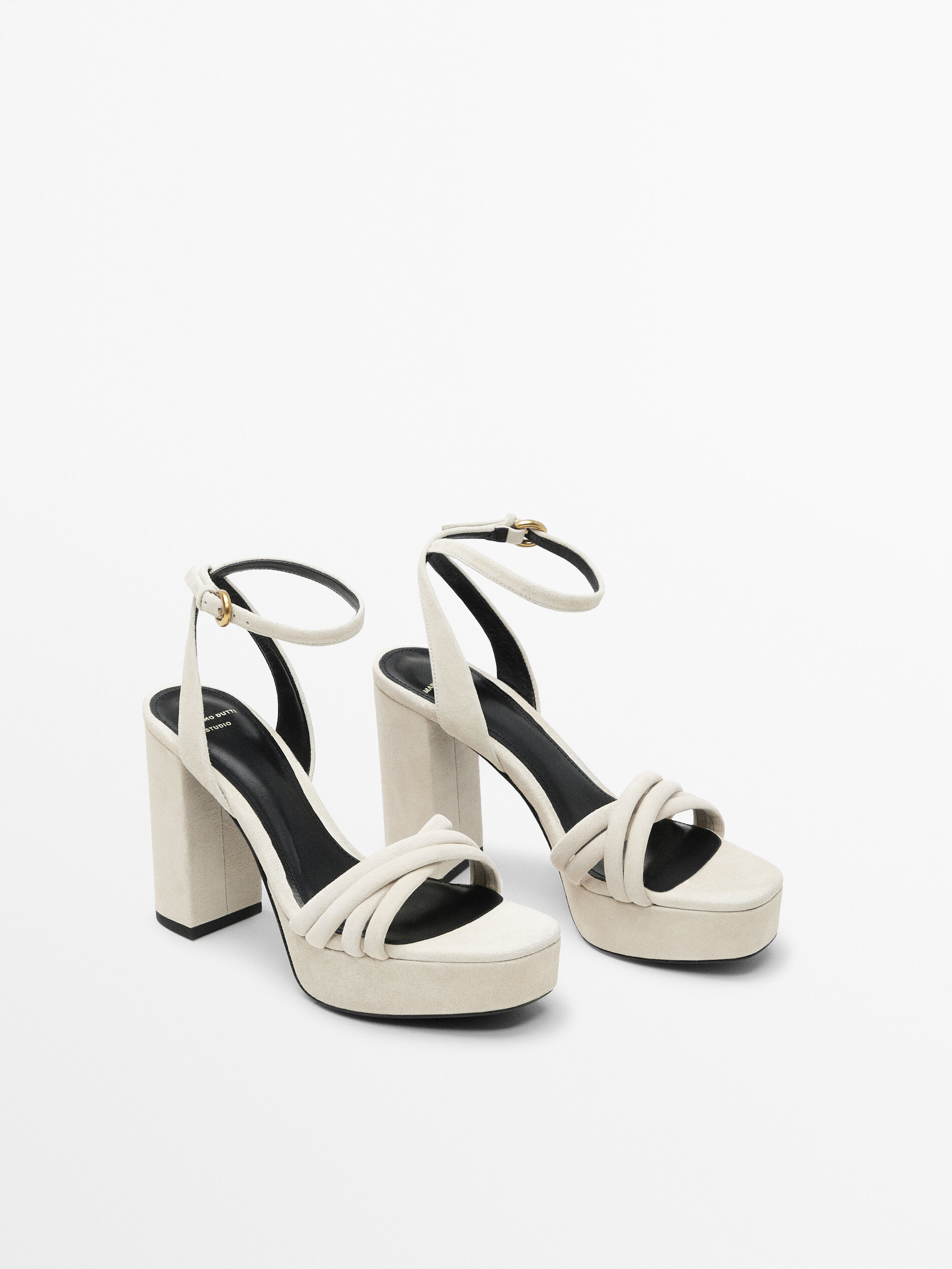 Suede high-heel platform sandals - Studio - Massimo Dutti ...
