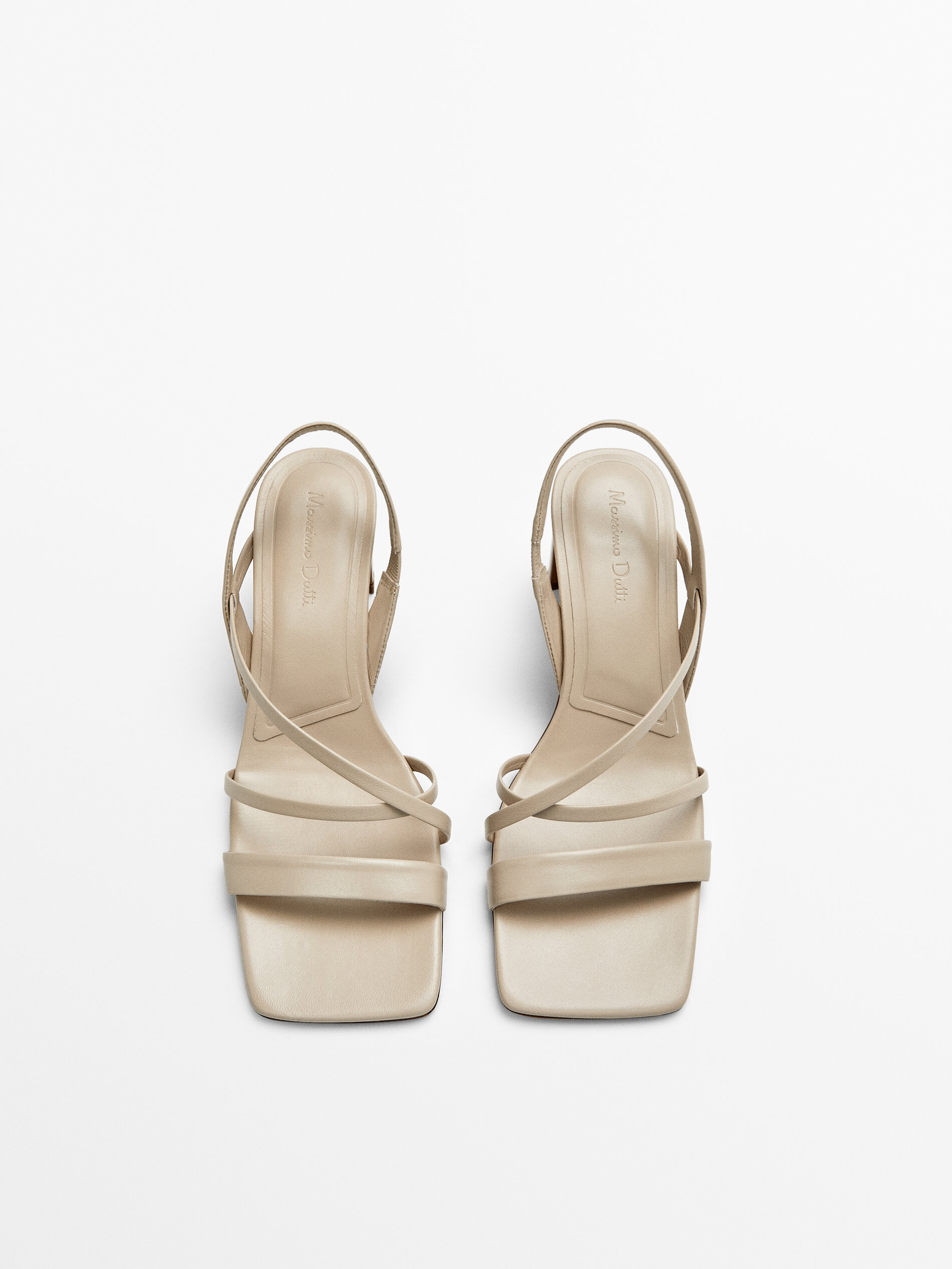 High-heel leather sandals with square 