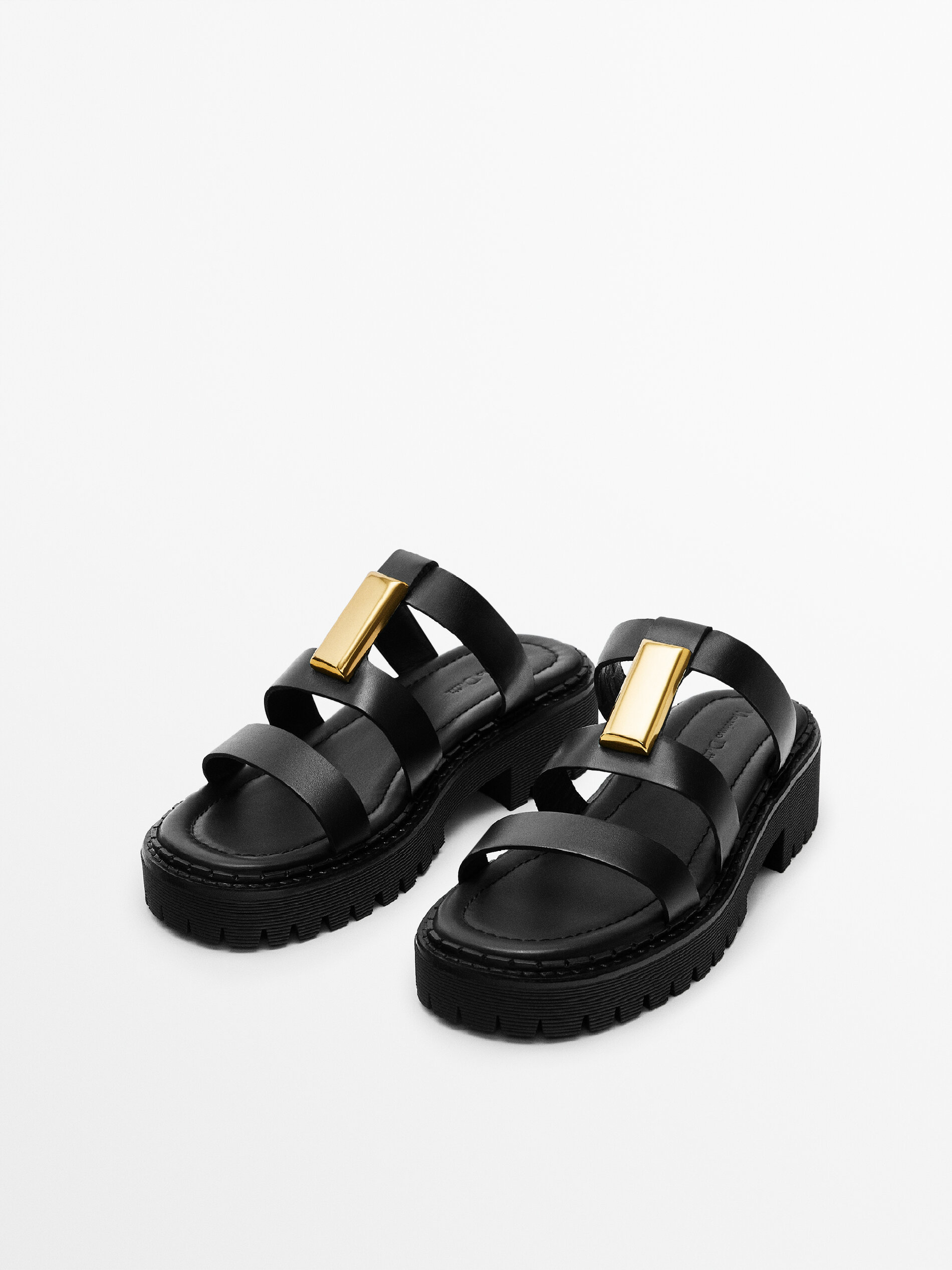 Leather sandals with track soles 