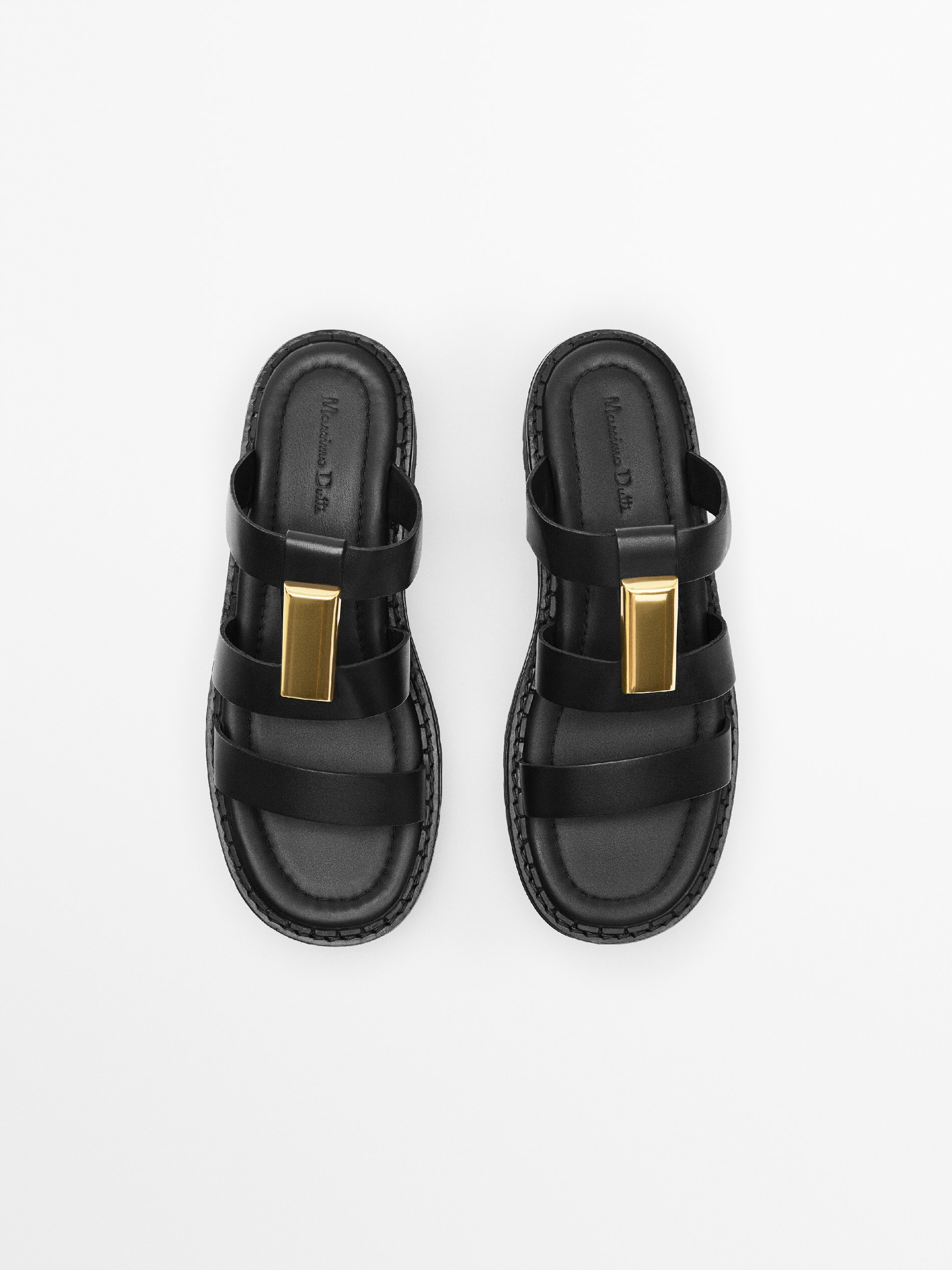 Leather sandals with track soles 