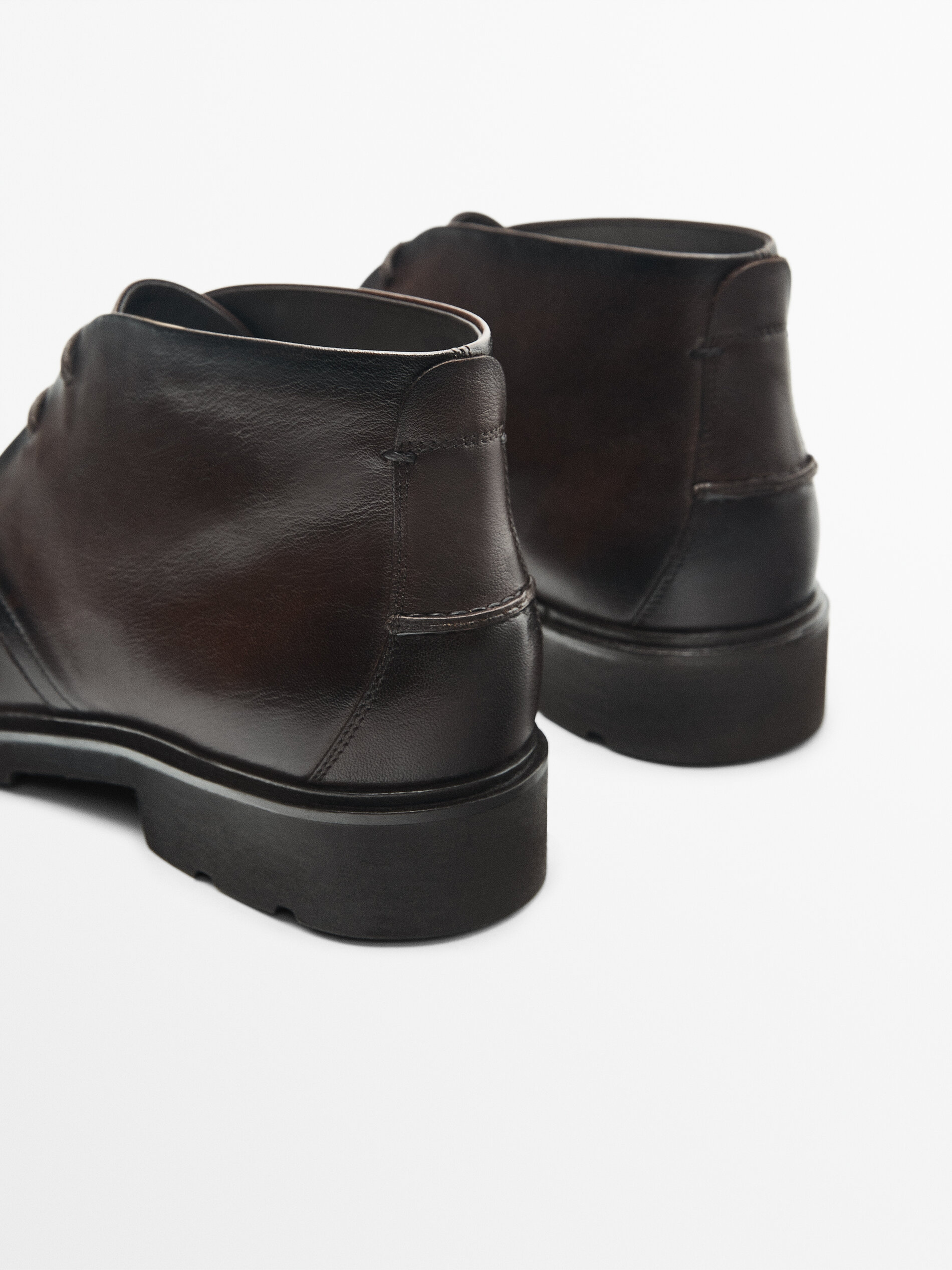 Massimo Dutti - Men - Nappa Leather Safari Boots - Brown - 8