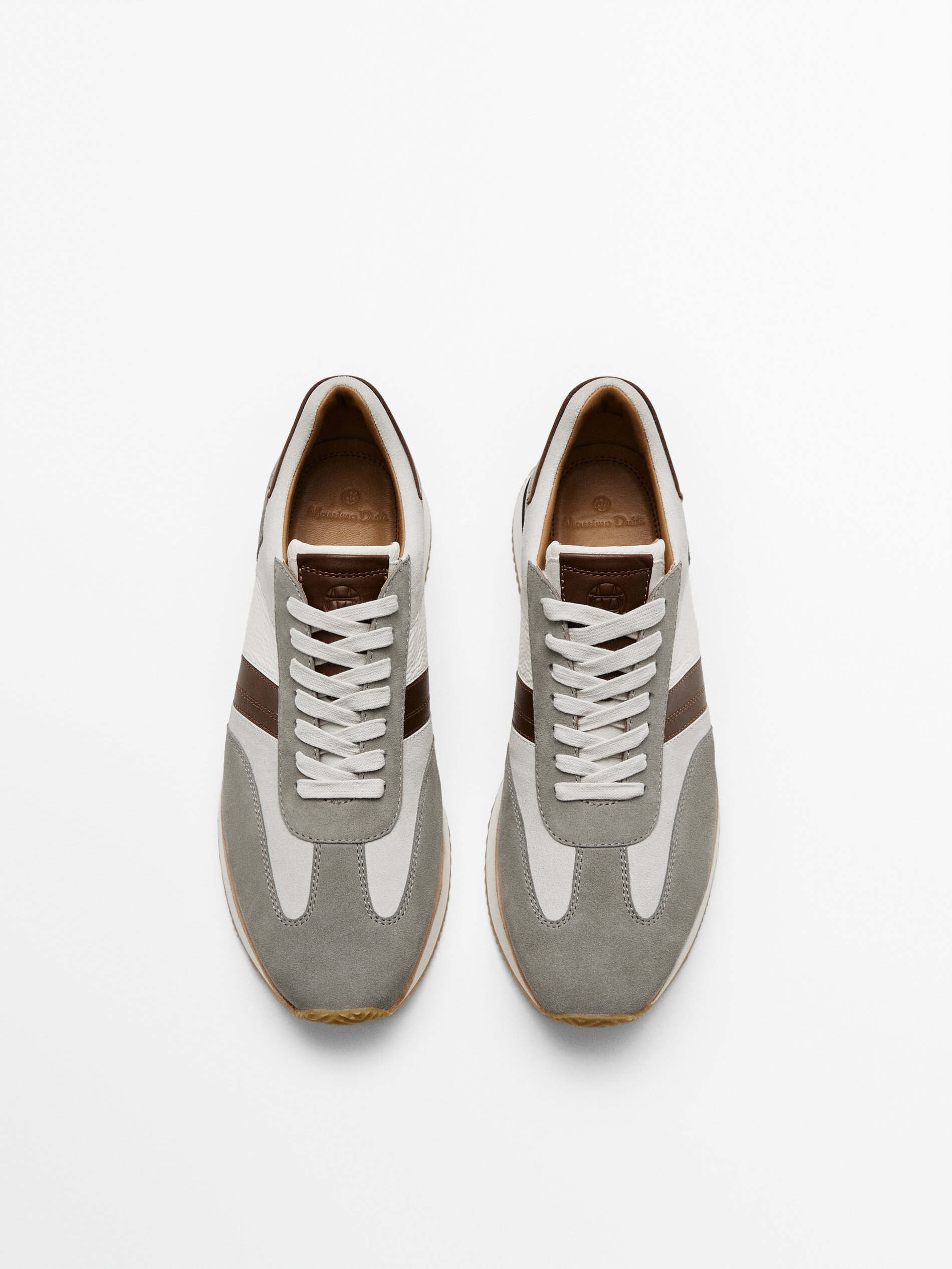 Split suede trainers with nappa stripe 
