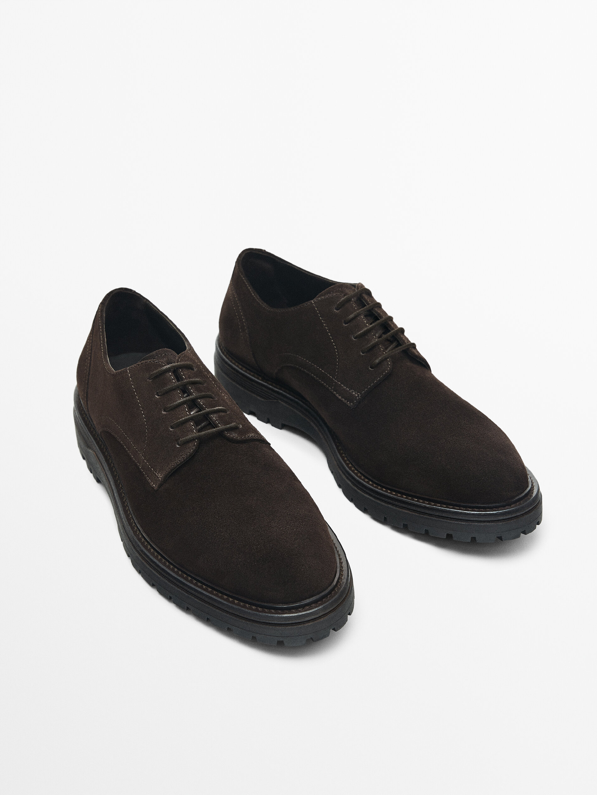 Split suede derby shoes - Massimo Dutti 
