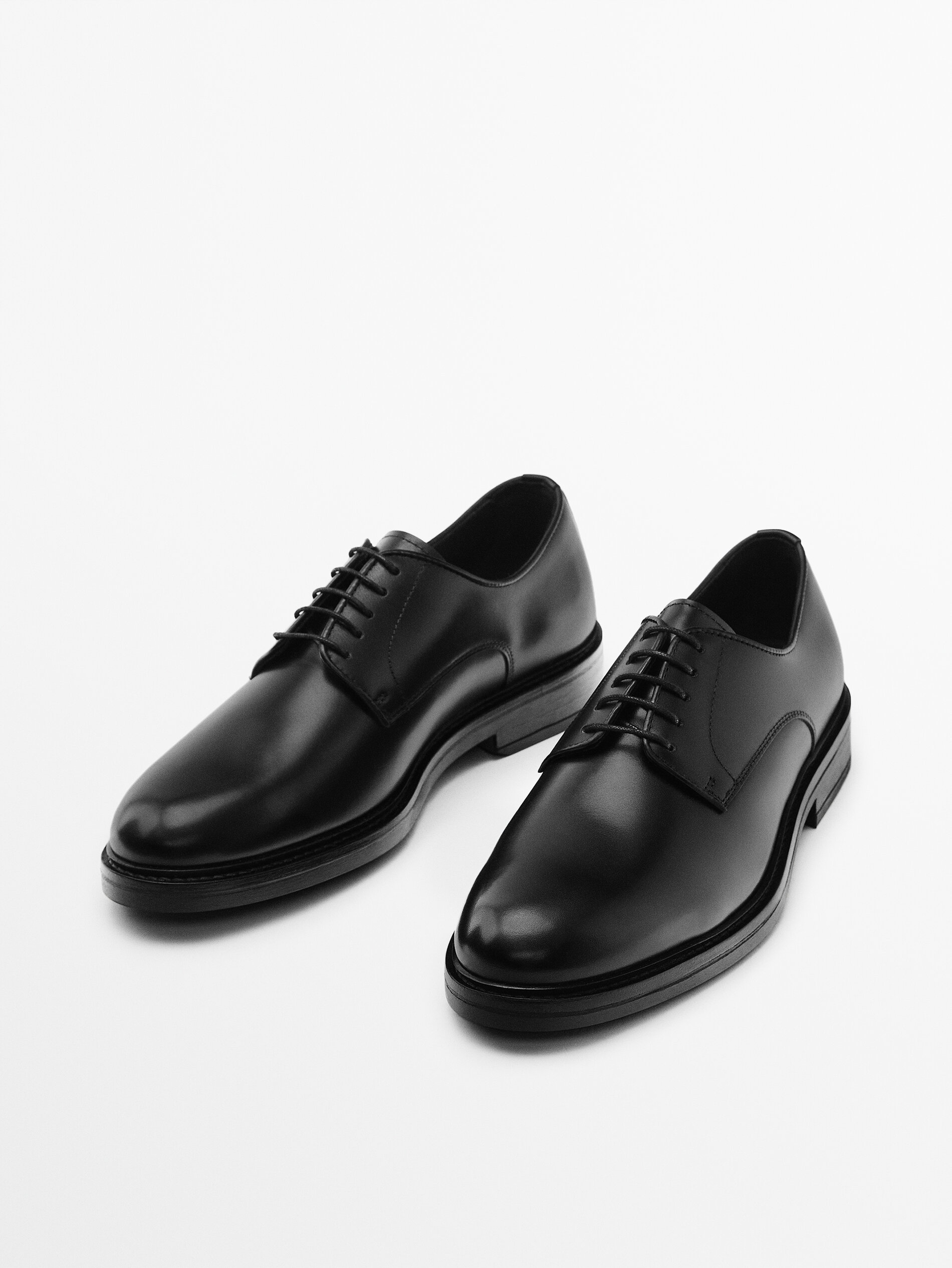 Black leather derby shoes - Massimo 