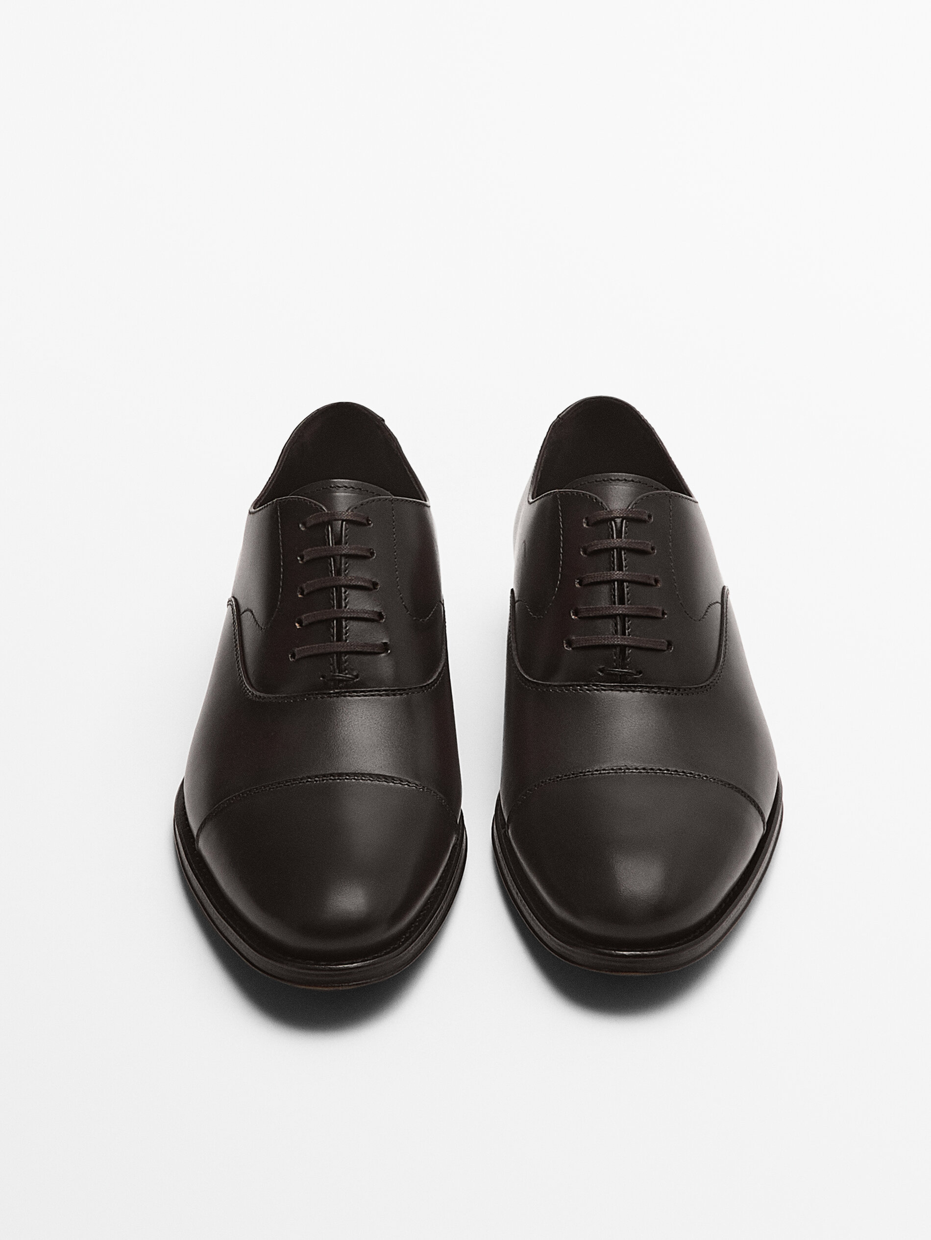 BROWN LEATHER OXFORD SHOES - Massimo 
