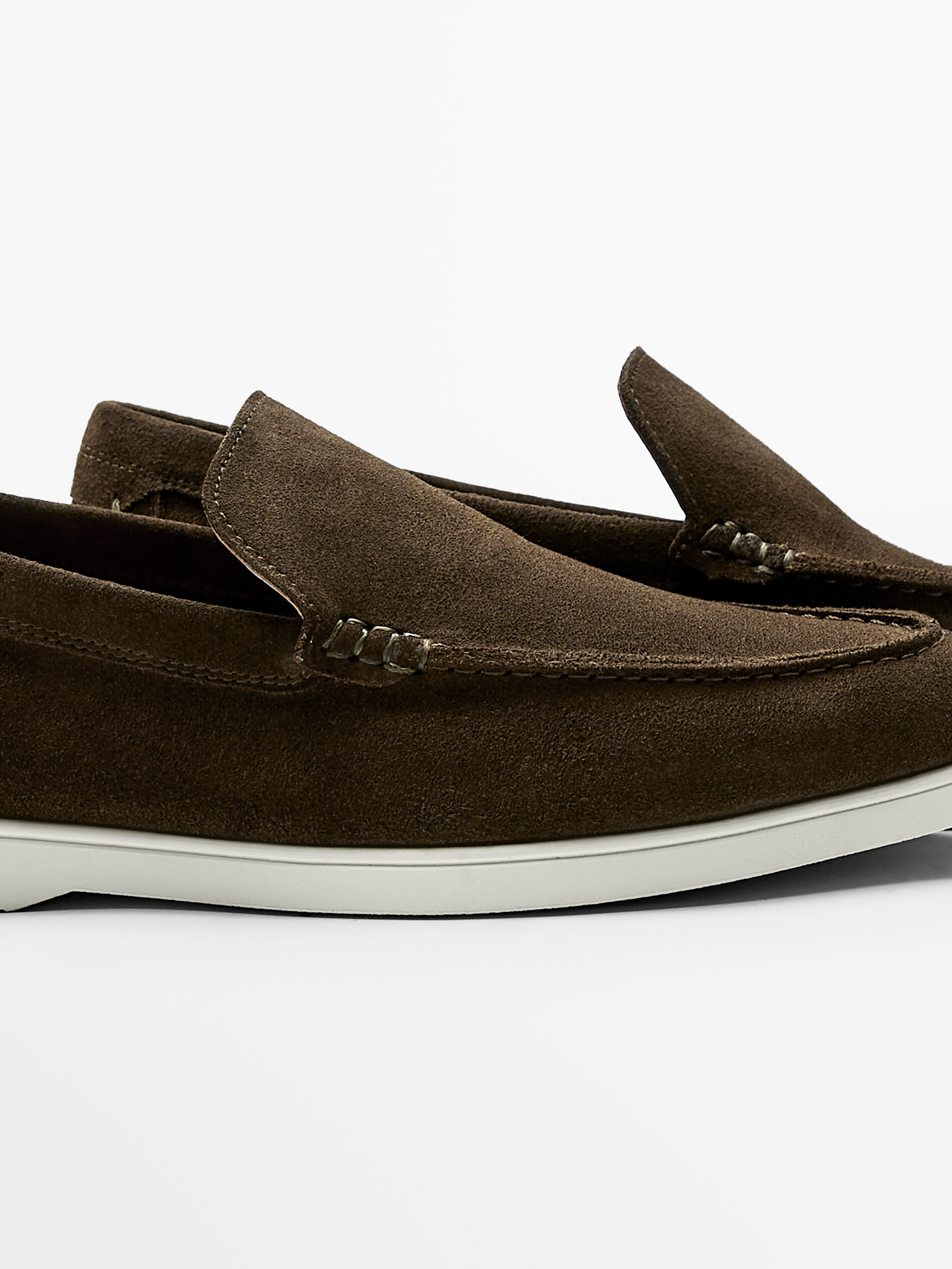 KHAKI SOFT SPLIT SUEDE LOAFERS 