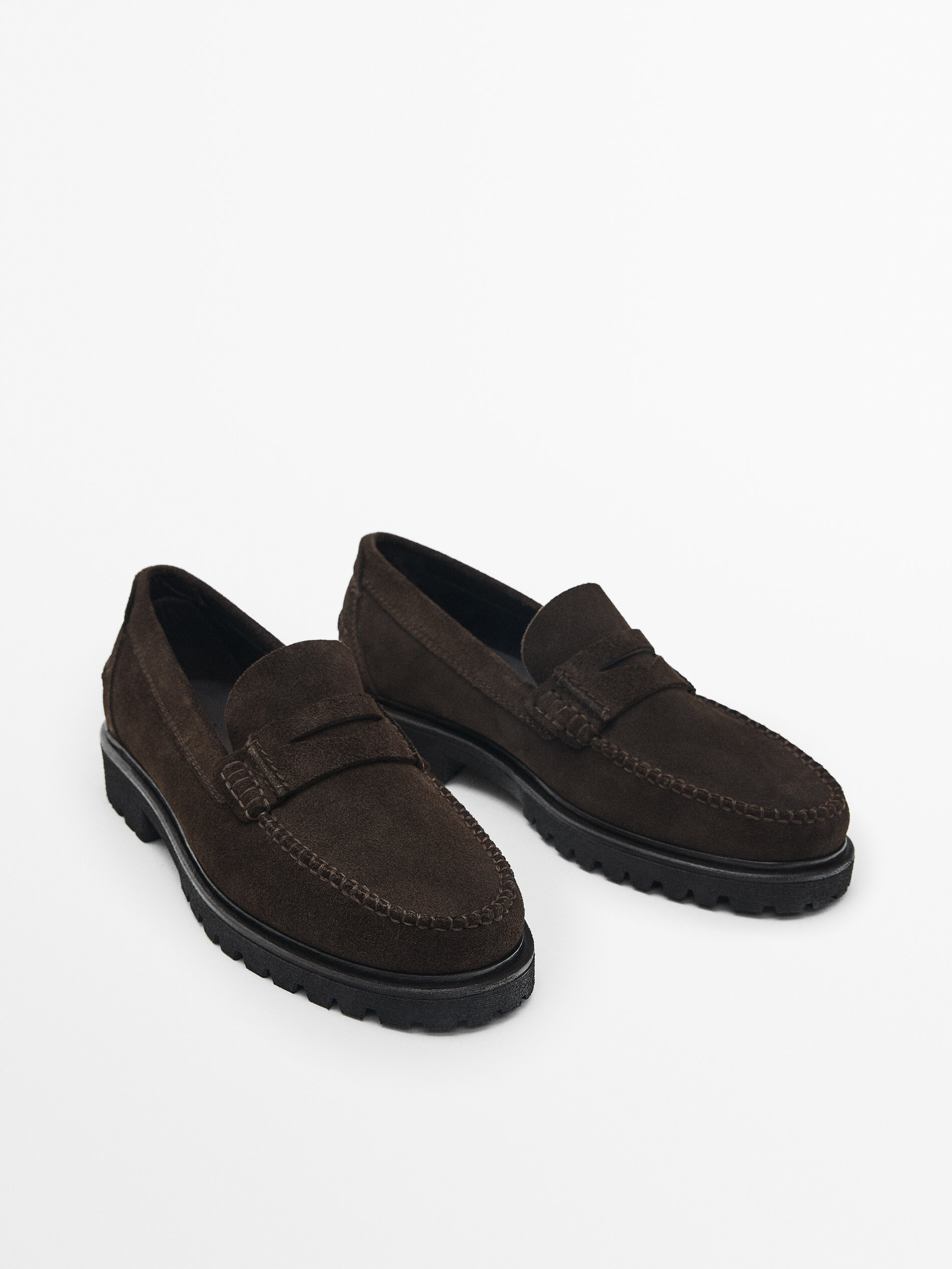 Split suede track-sole loafers 