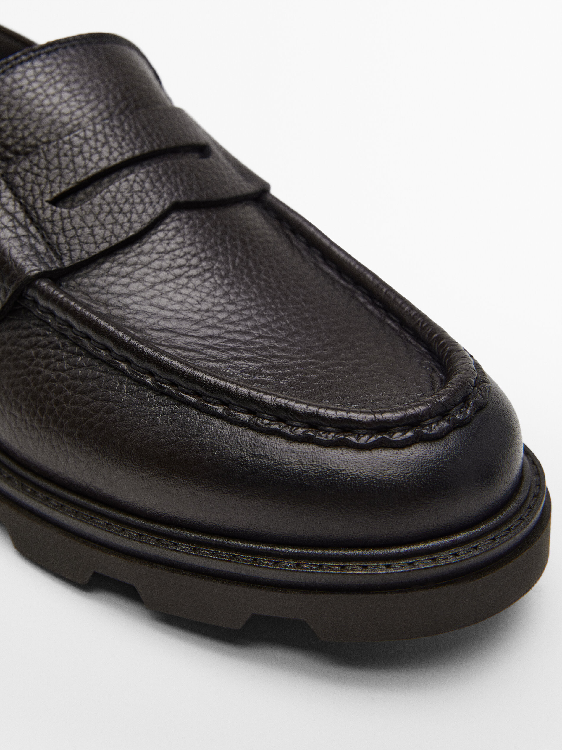 Leather floater track-sole loafers 