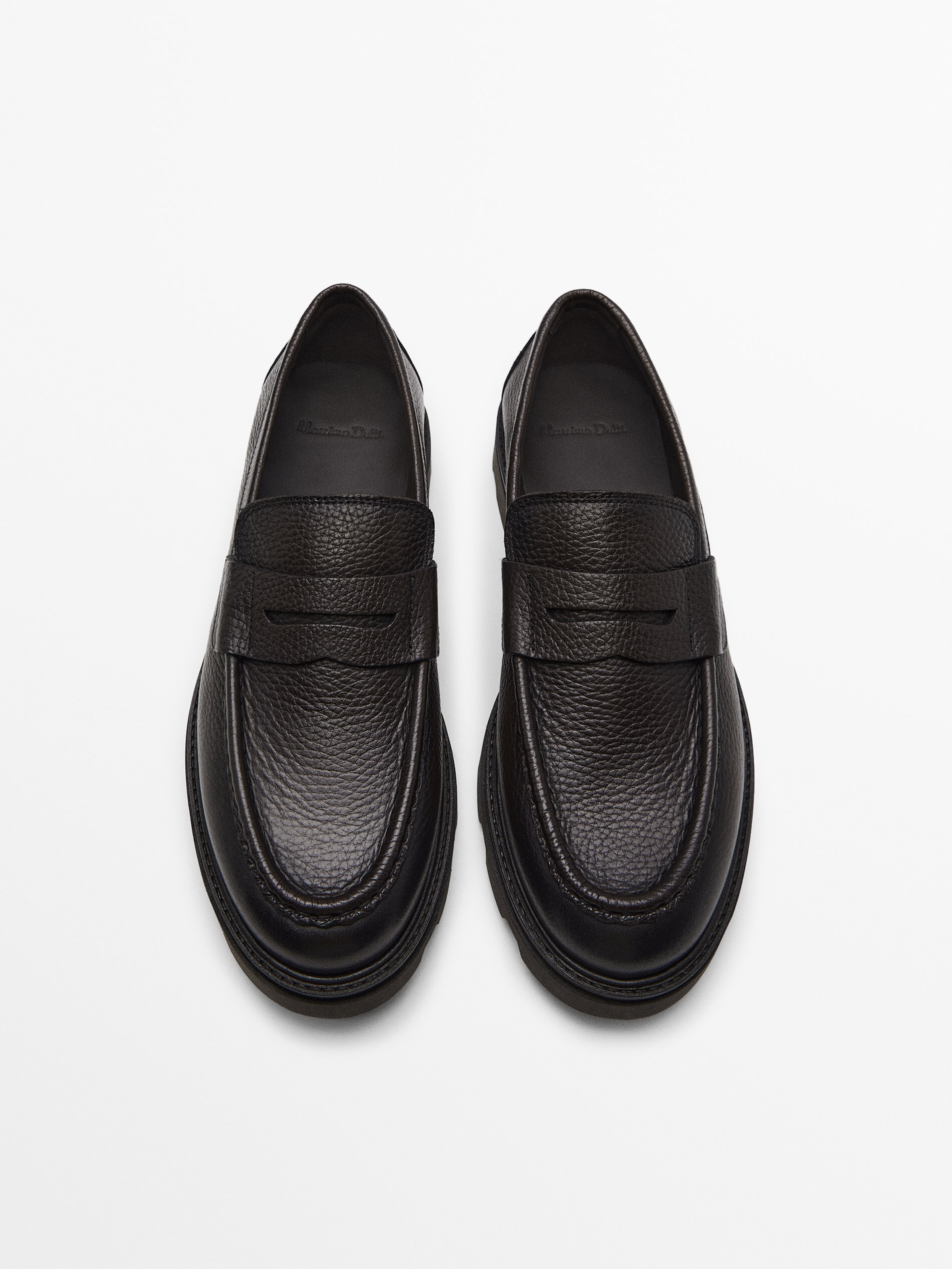 Leather floater track-sole loafers 