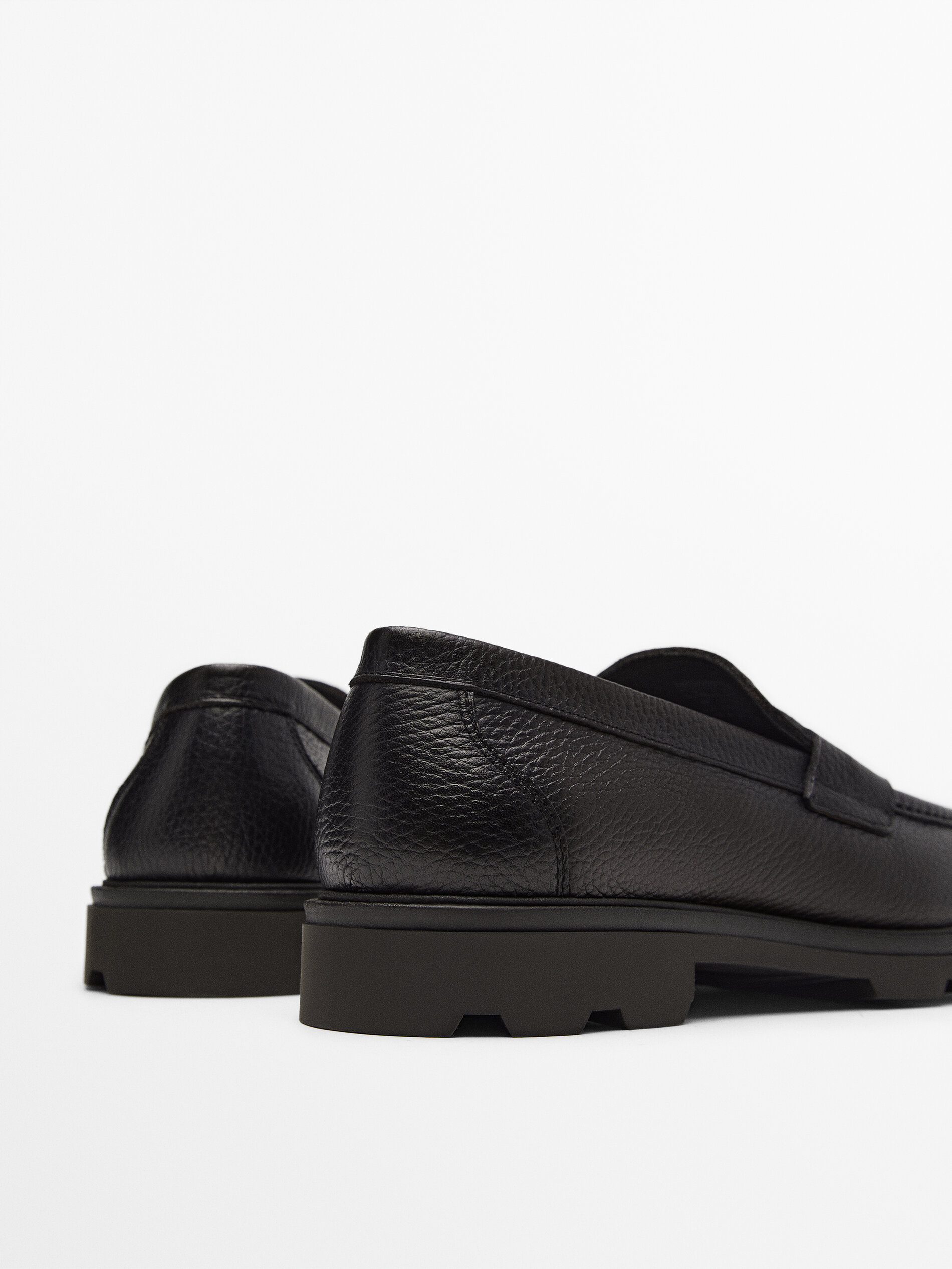 Leather floater track-sole loafers 