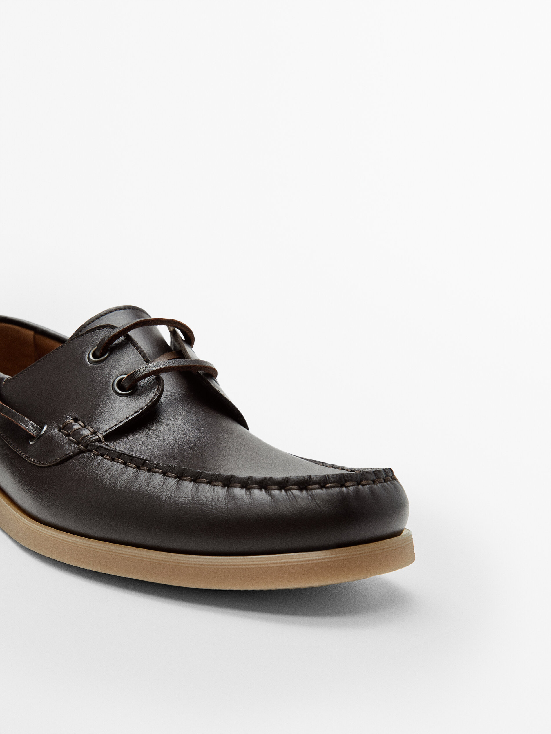 Brown leather deck shoes Clearance