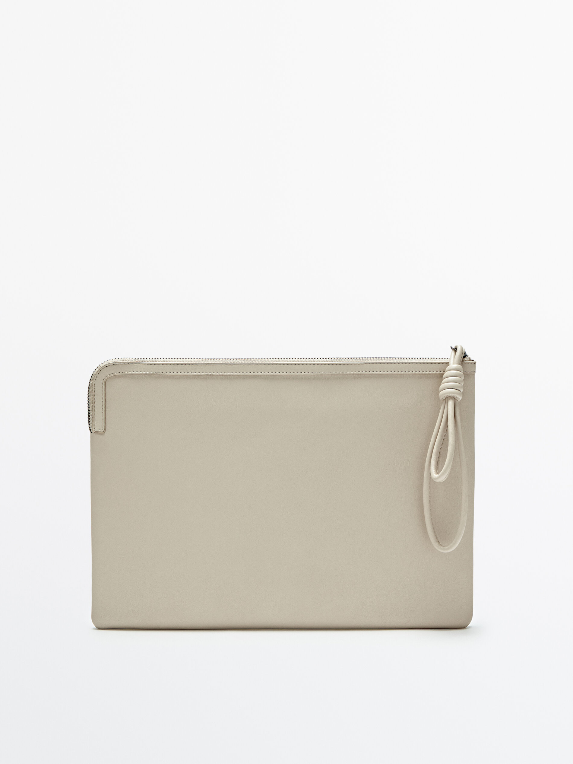 grey leather clutch