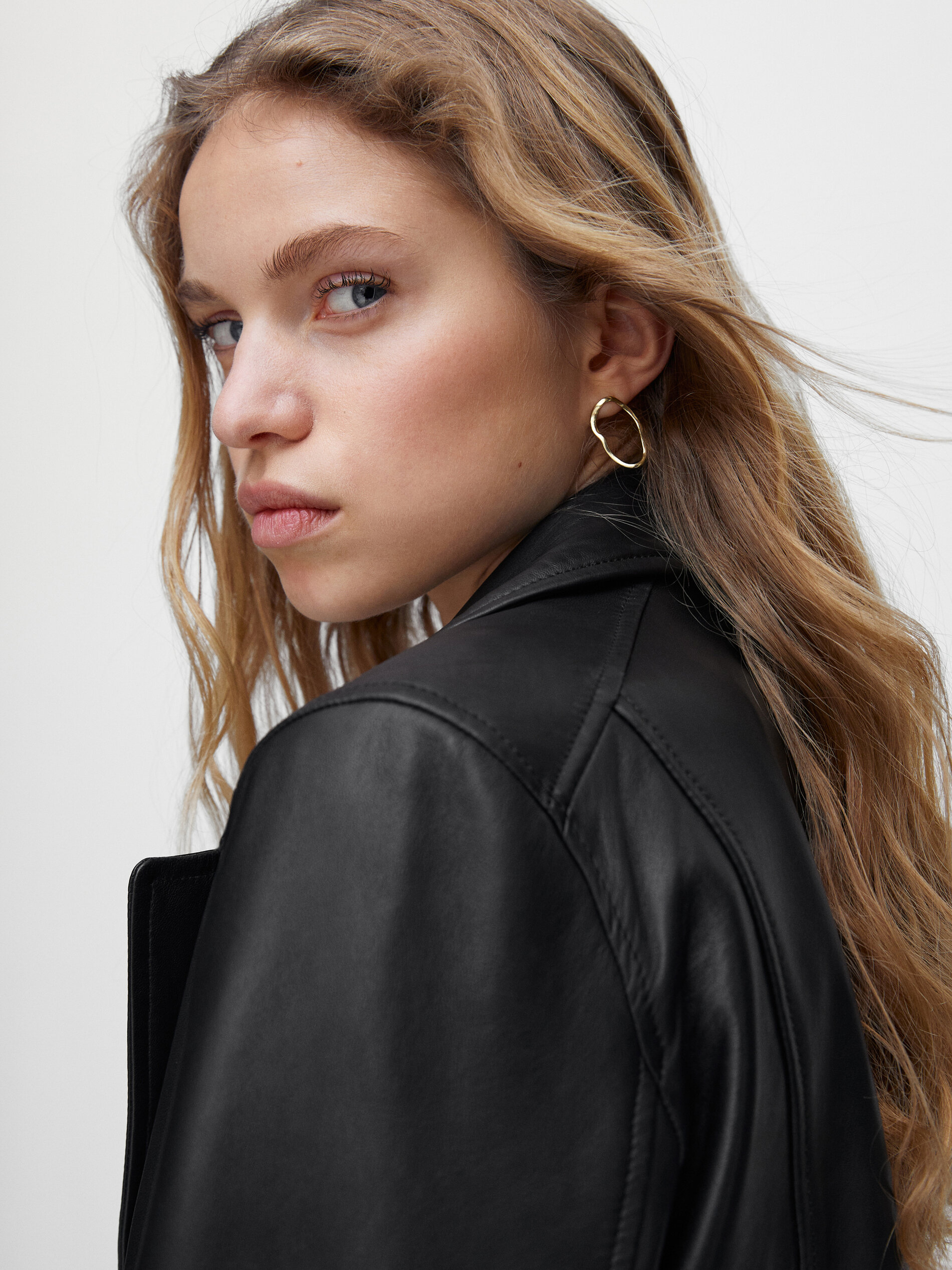 massimo dutti leather biker jacket