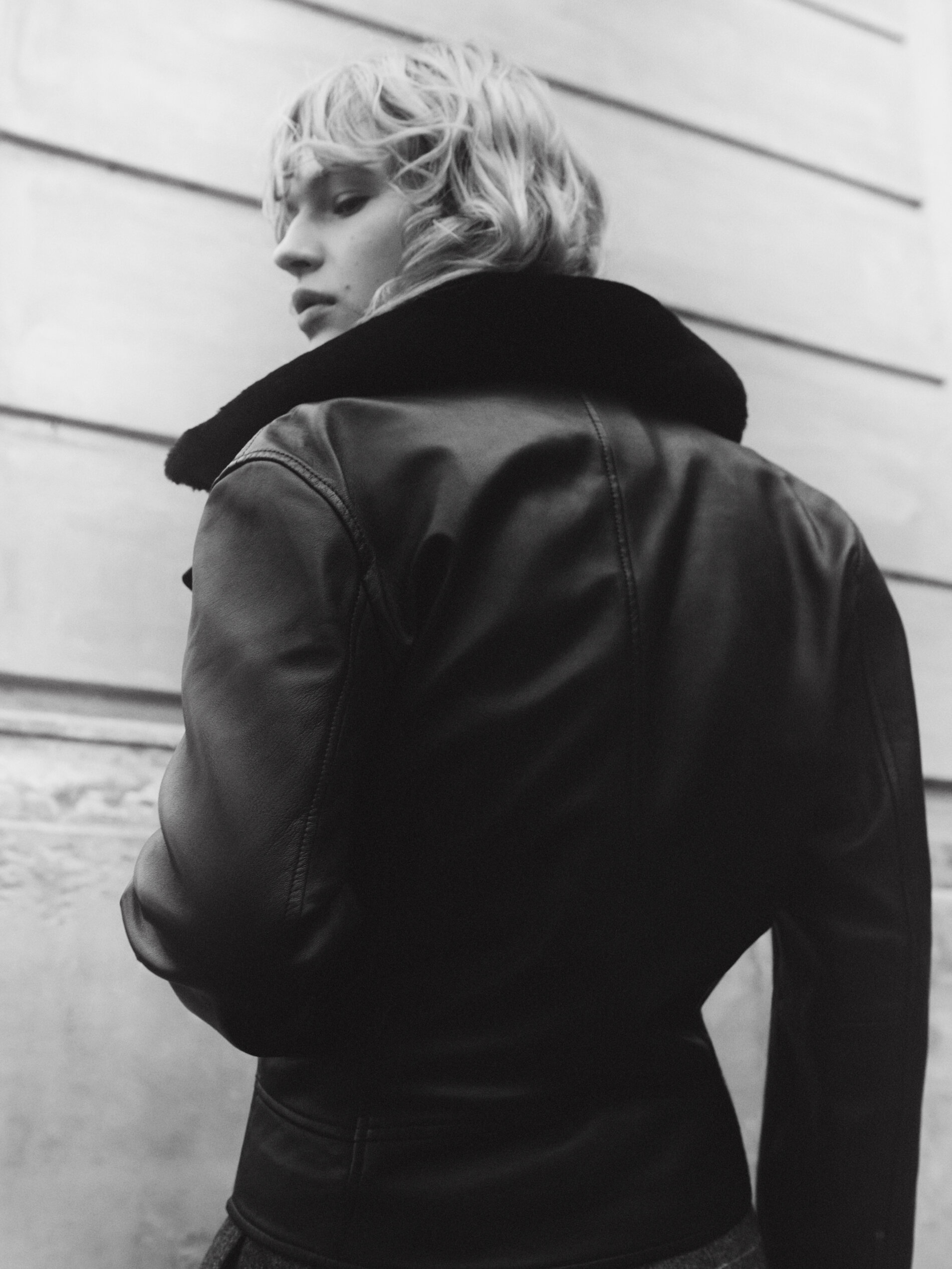 Giubbotto biker in pelle con collo rimovibile - Massimo Dutti Italia