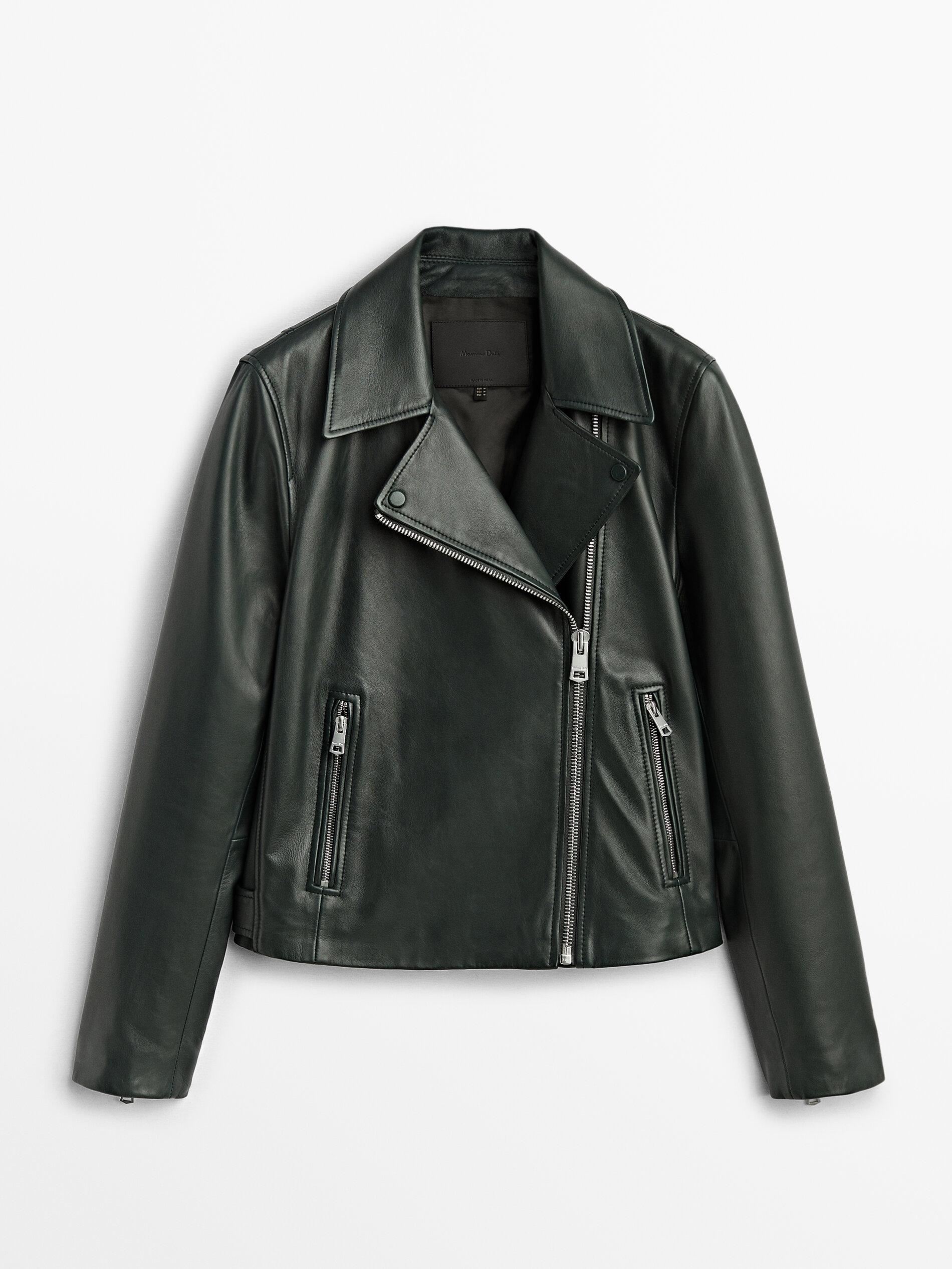 massimo dutti blue leather jacket