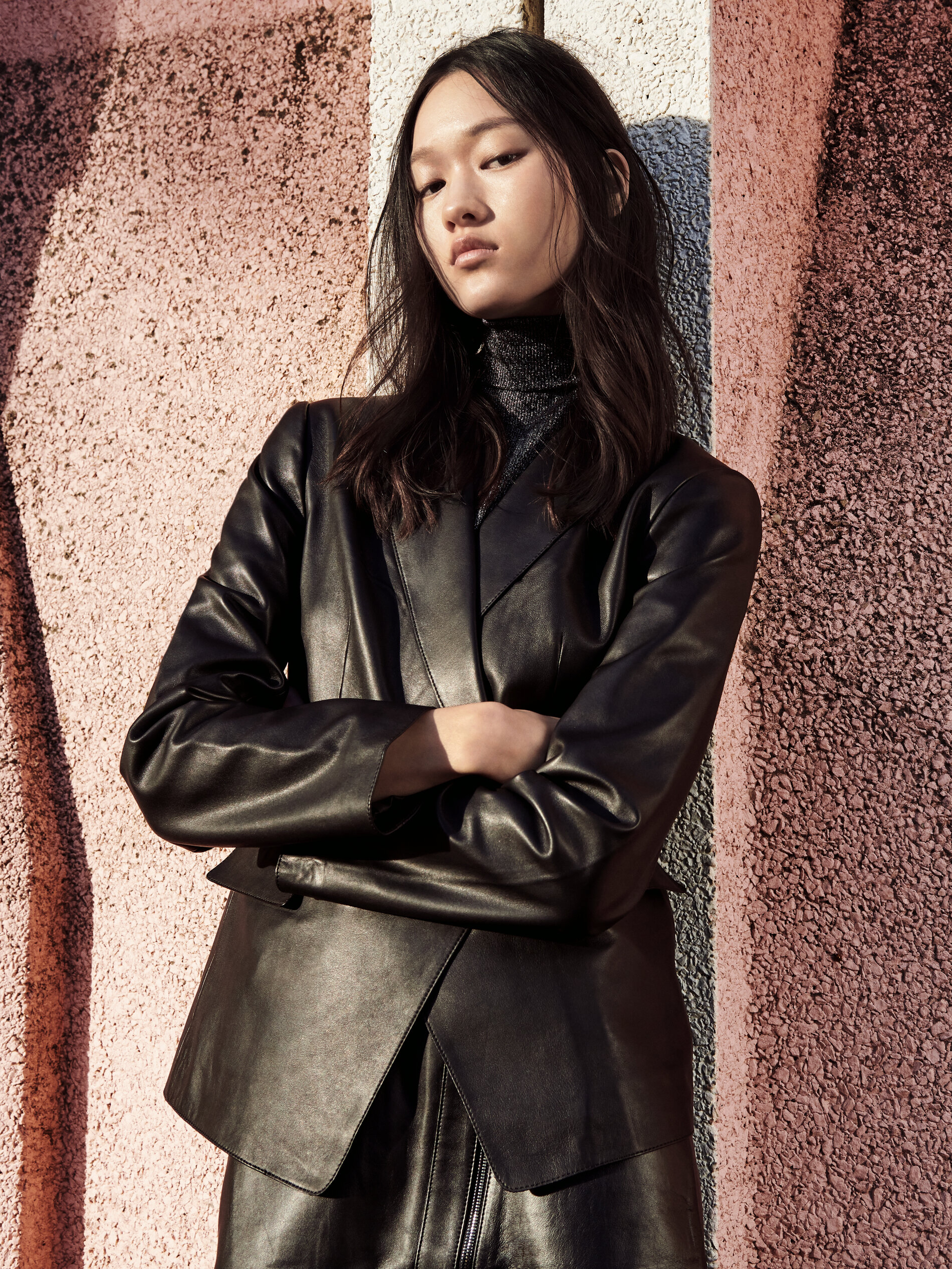 leather jacket gold buttons