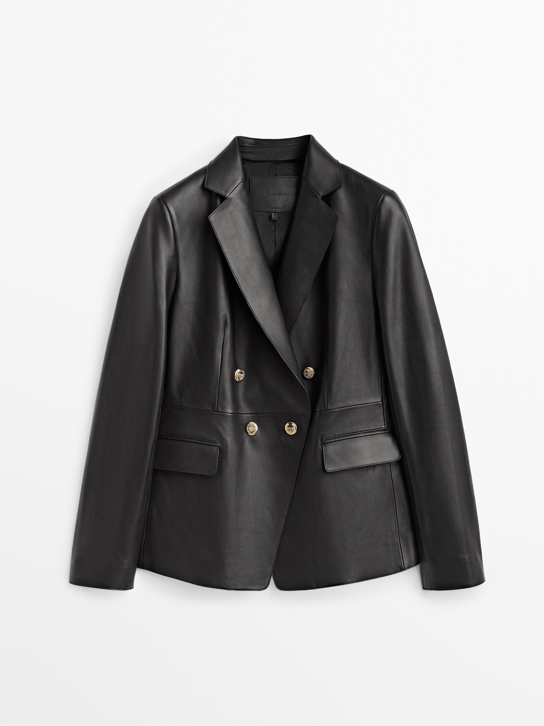 Nappa leather blazer with gold buttons 