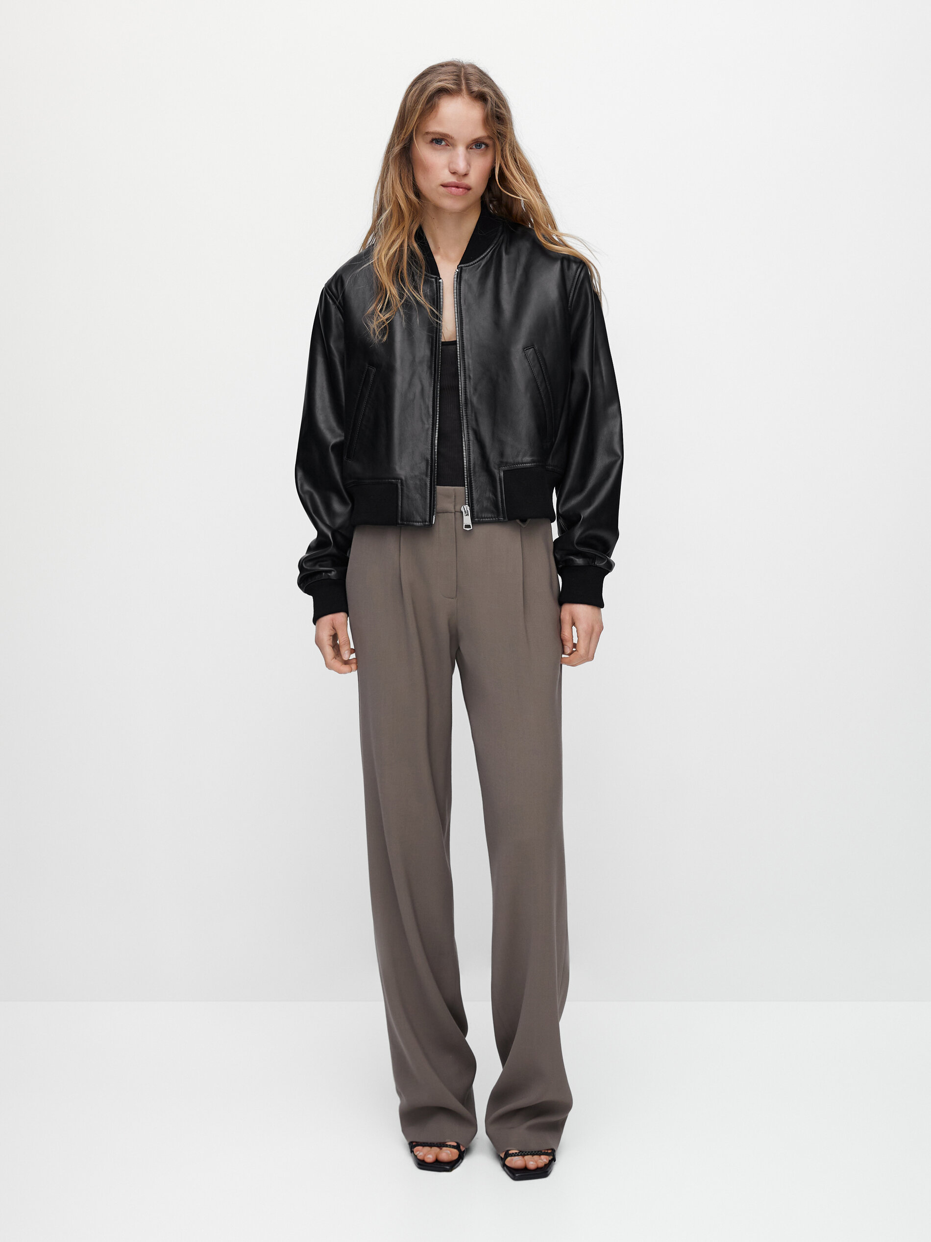 black leather jacket massimo dutti