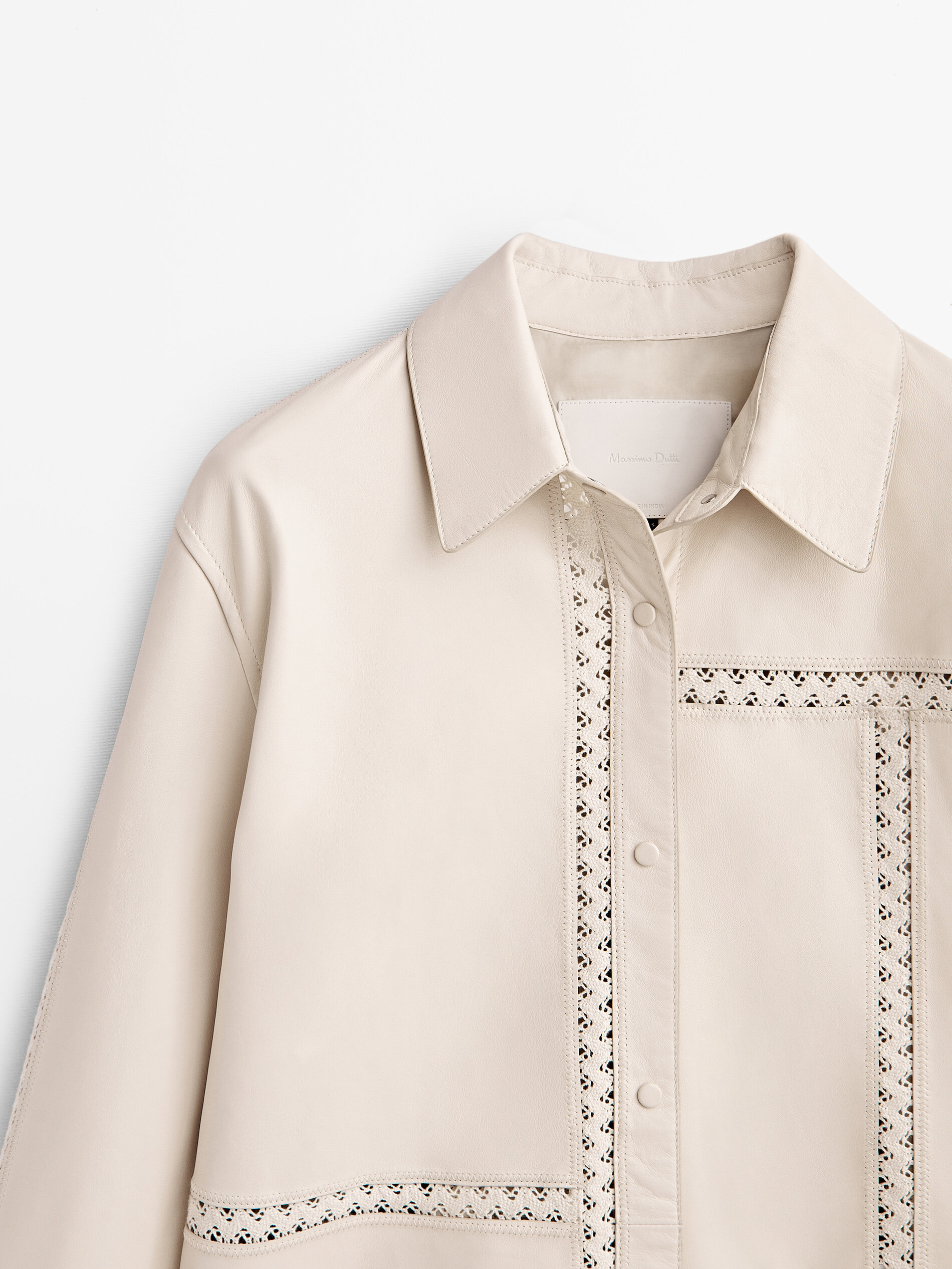 Nappa leather shirt with embroidery 